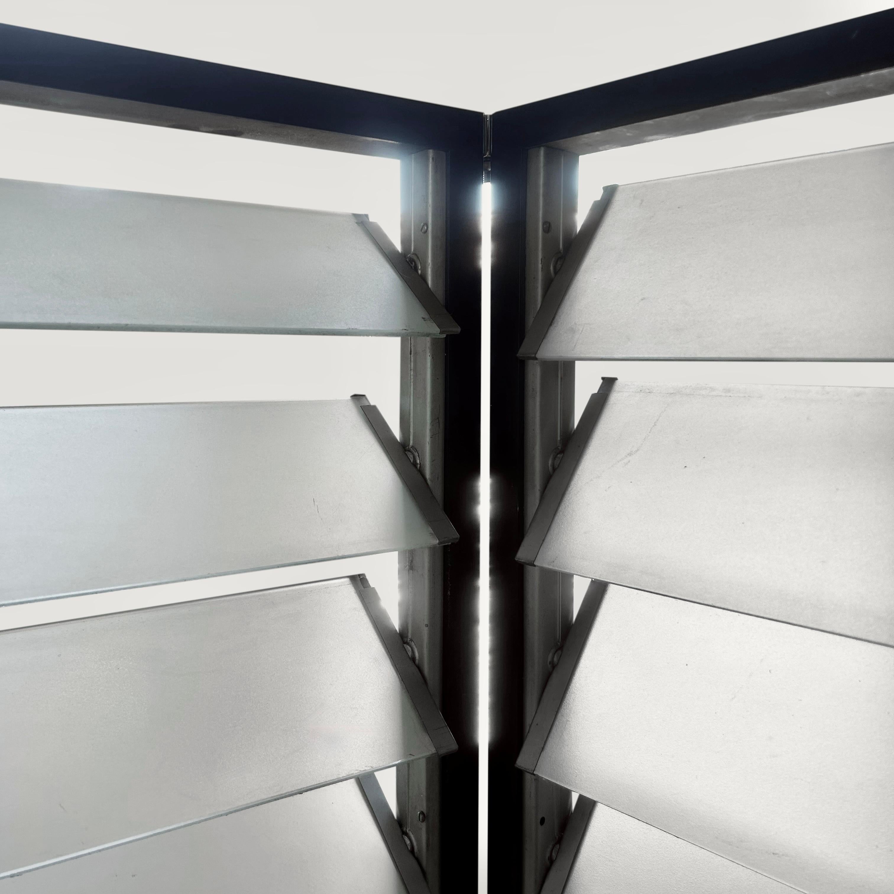 French Modernist Louvered Glass Screen in the style of Jean Prouve In Good Condition For Sale In CA, CA
