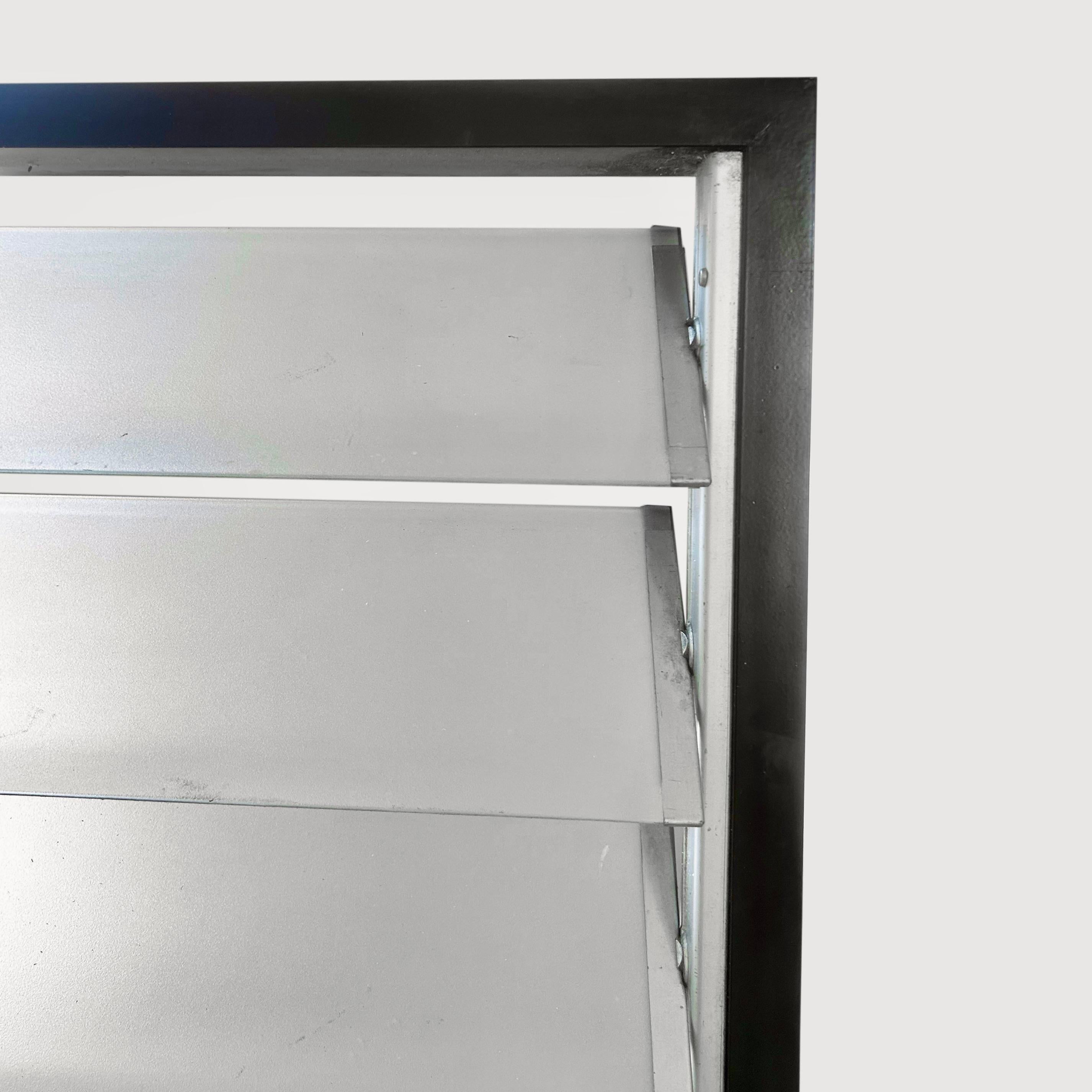 Mid-20th Century French Modernist Louvered Glass Screen in the style of Jean Prouve For Sale