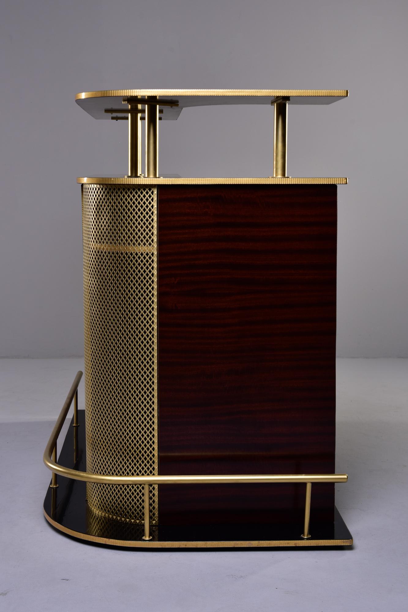 French Modernist Mahogany and Brass Bar 6