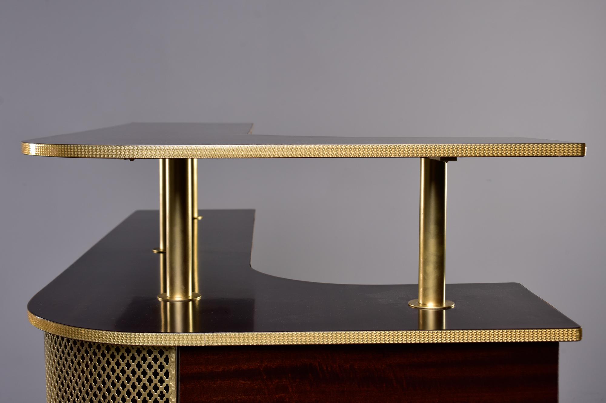 French Modernist Mahogany and Brass Bar 8