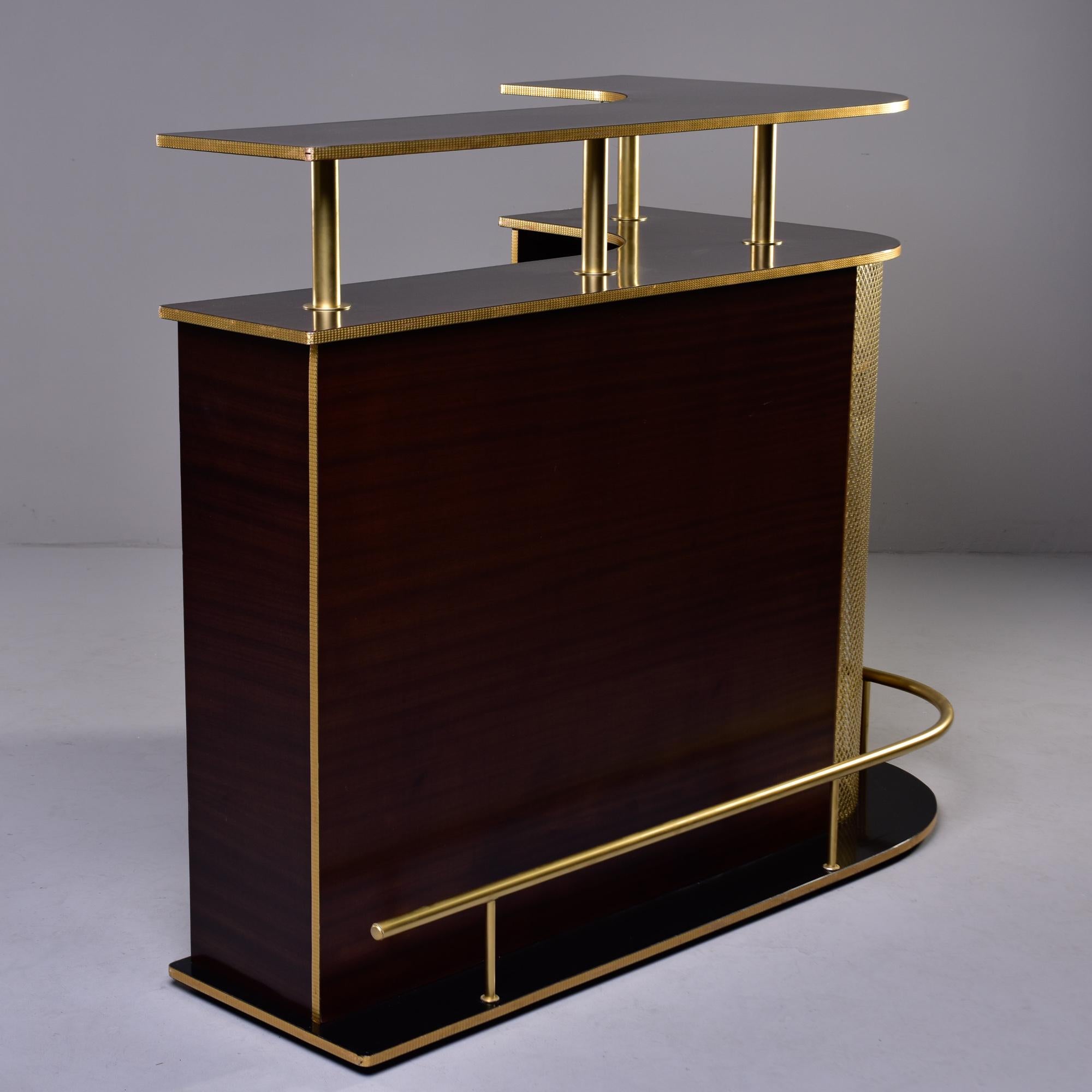 20th Century French Modernist Mahogany and Brass Bar