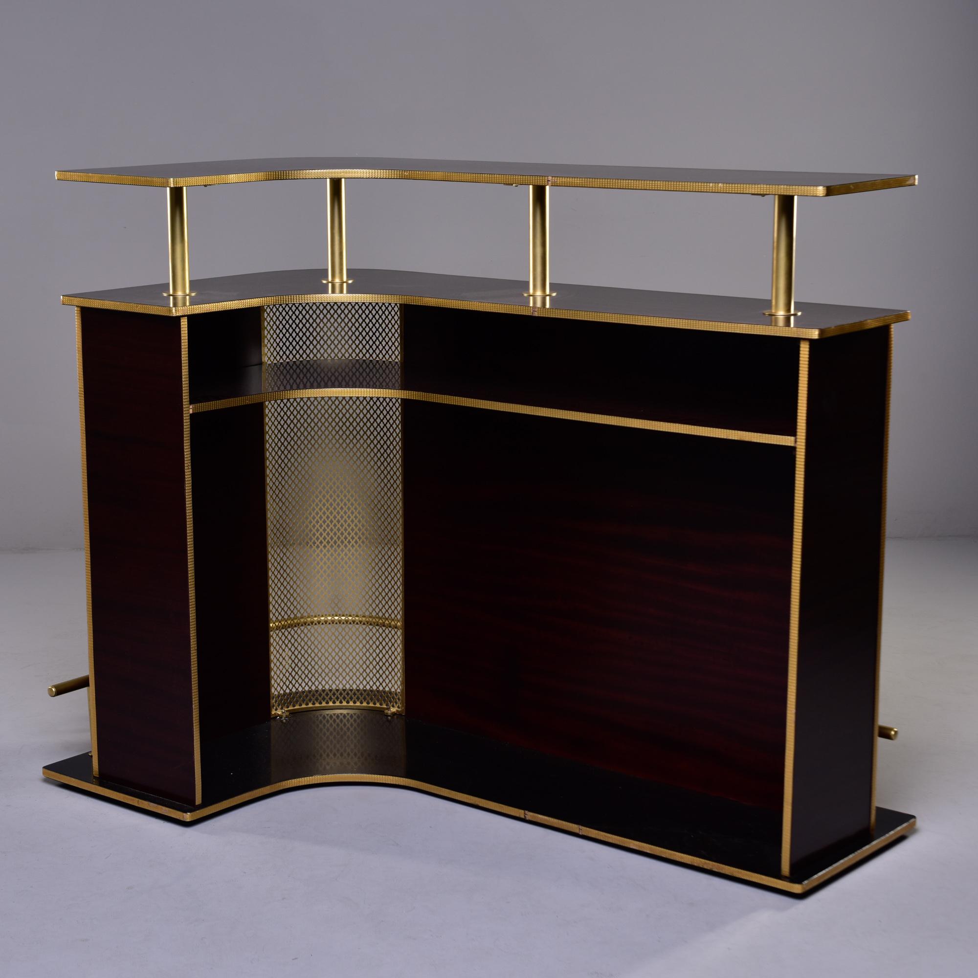 French Modernist Mahogany and Brass Bar 3
