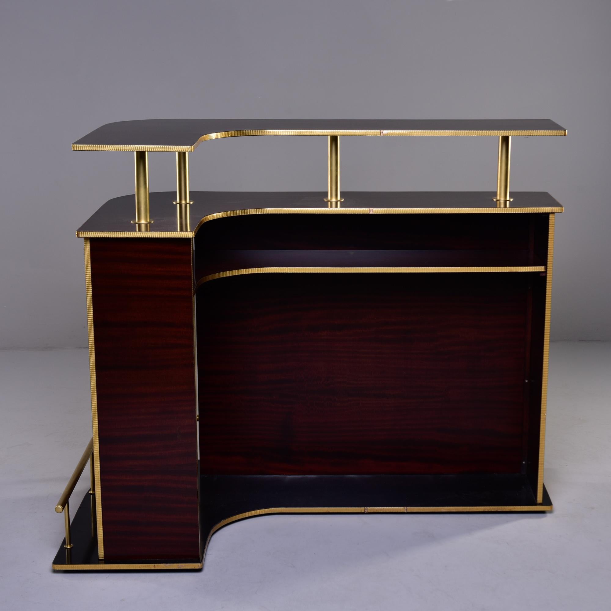 French Modernist Mahogany and Brass Bar 4