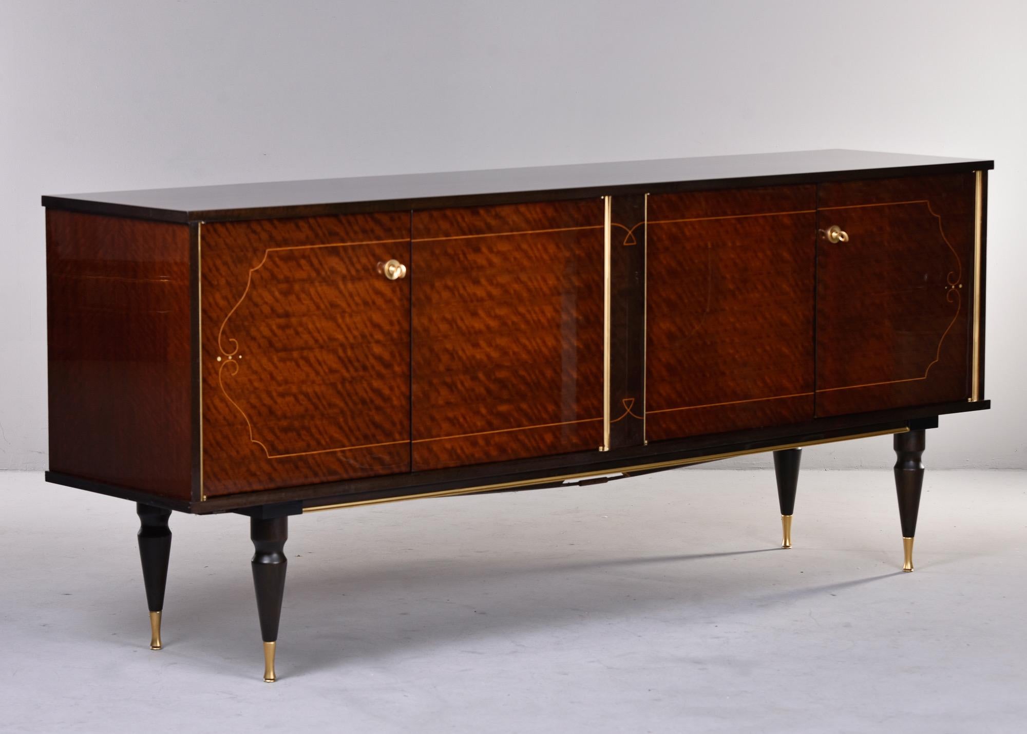 French Modernist Mahogany Buffet with Brass Trim For Sale 8