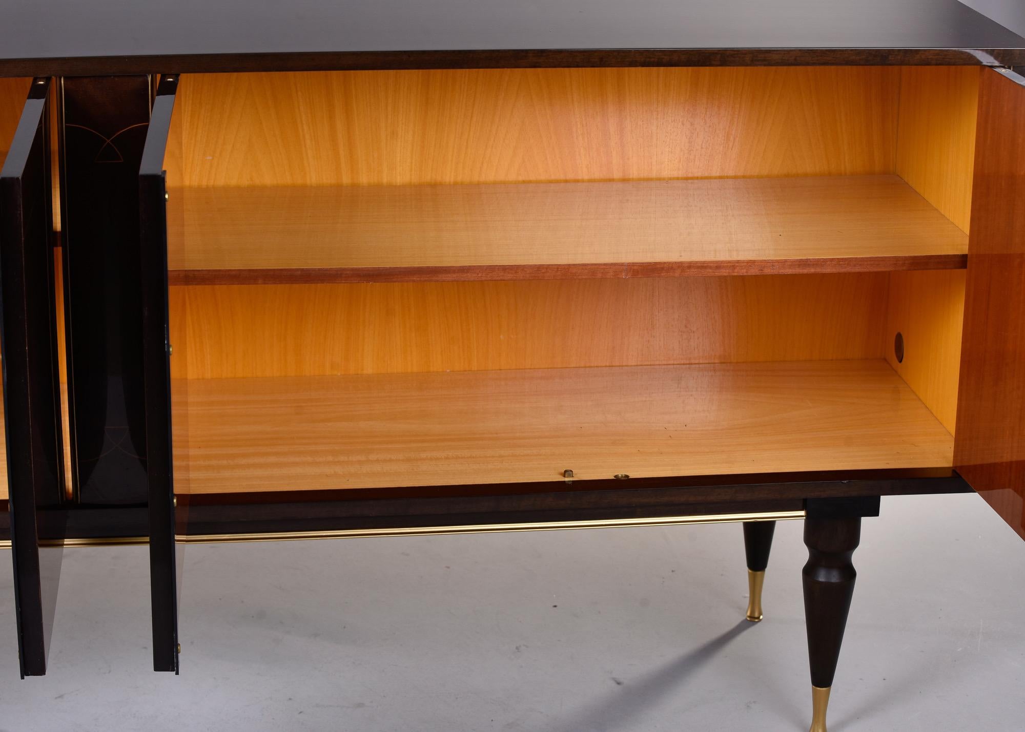 French Modernist Mahogany Buffet with Brass Trim For Sale 1