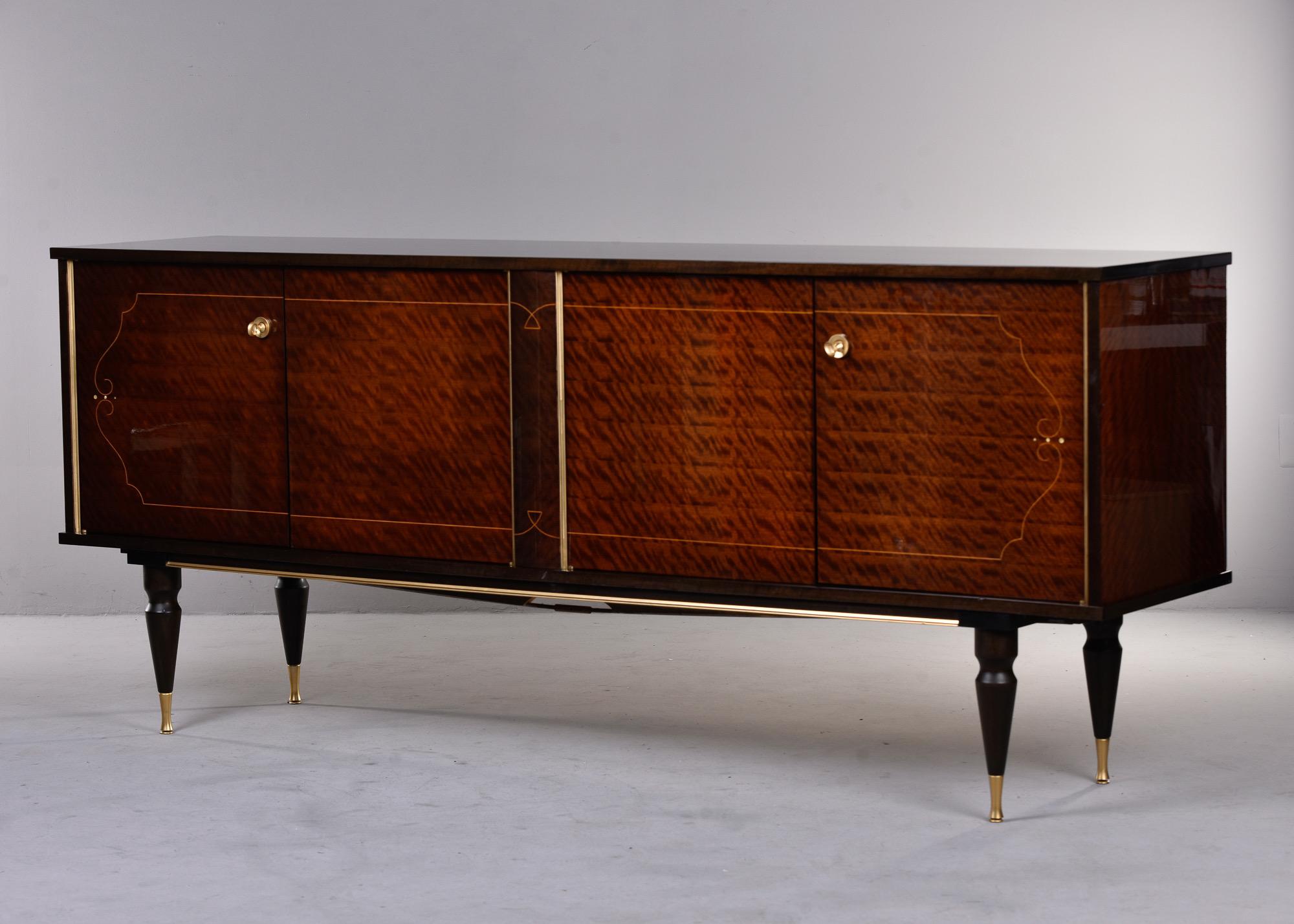 French Modernist Mahogany Buffet with Brass Trim For Sale 4