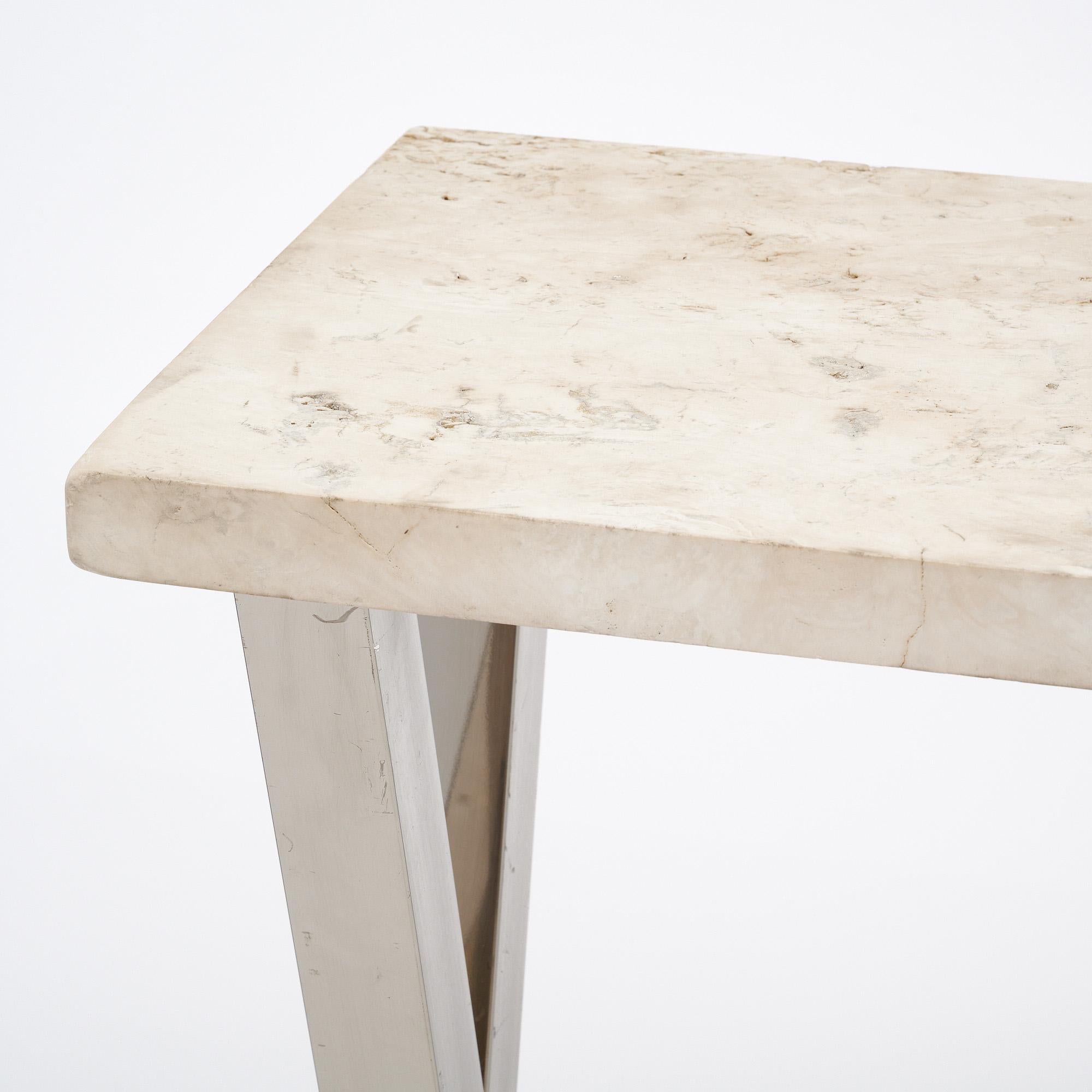 French Modernist Marble Console Table For Sale 1