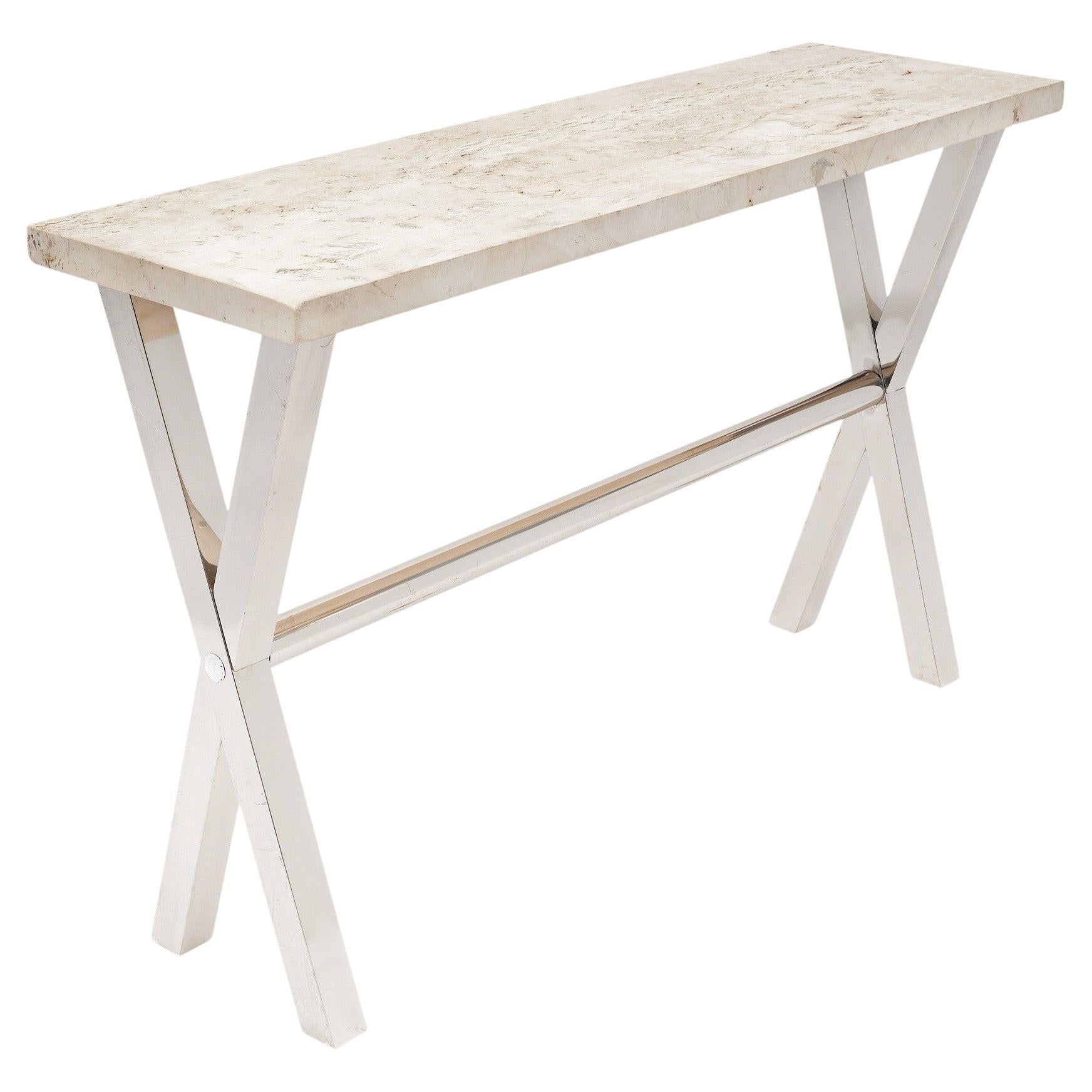 French Modernist Marble Console Table