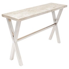 French Modernist Marble Console Table