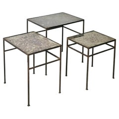 French Modernist Mercury Glass Nesting Tables