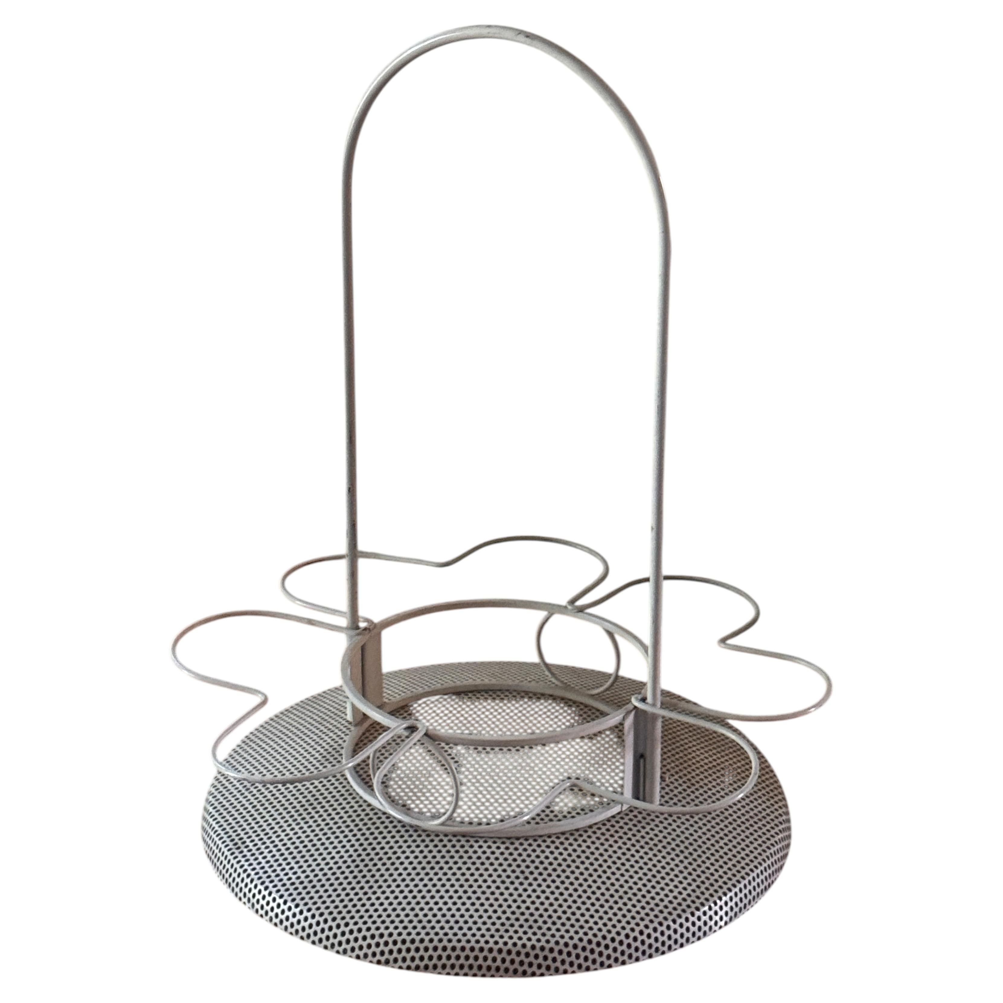 French Modernist Metal Bottle Holder, Attributed to Mathieu Matégot, 1950s
