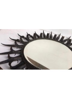 French Black Modernist Metal Sunburst Mirror