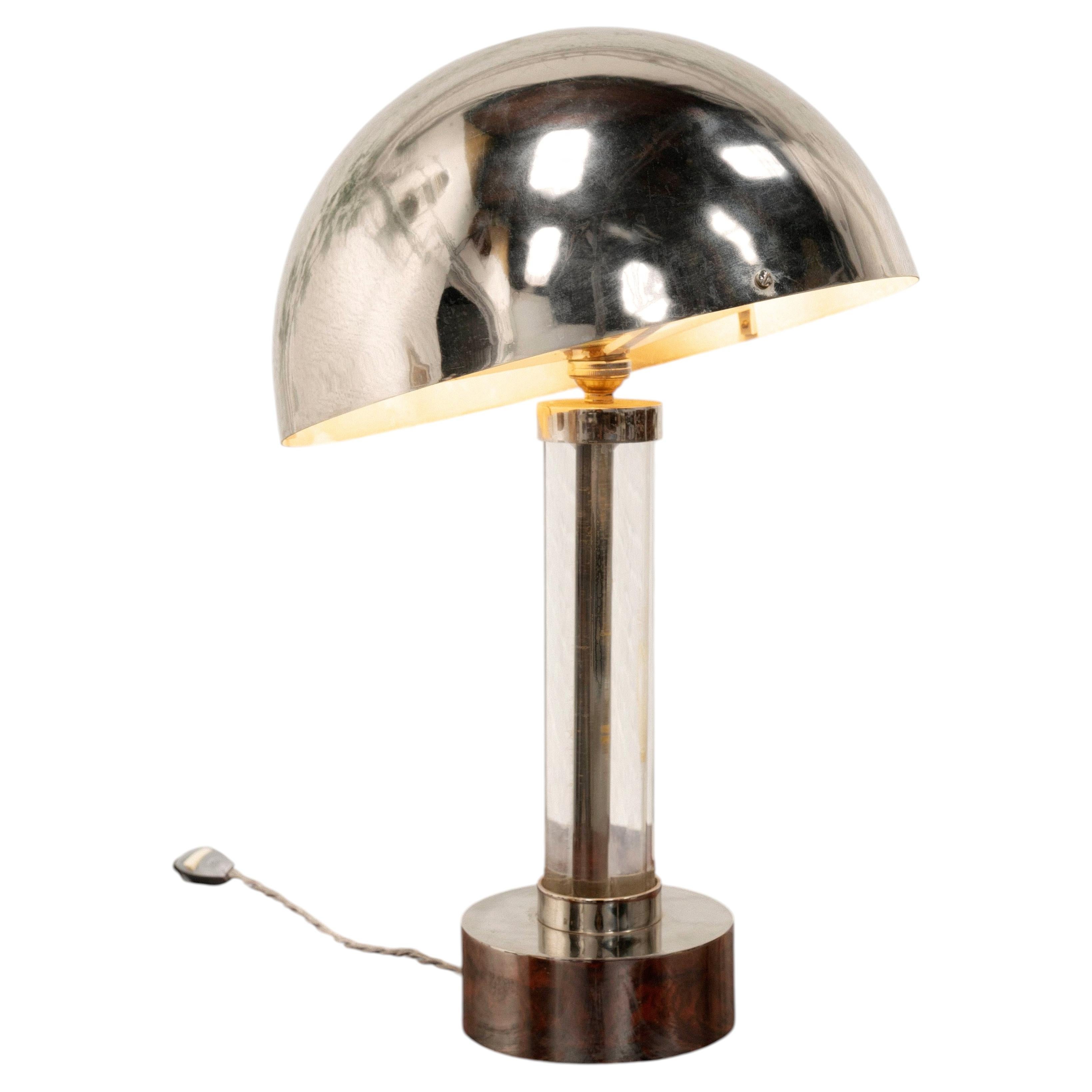 French Modernist Nickel-Plated Table Lamp Attributed to Jacques Adnet, 1940s