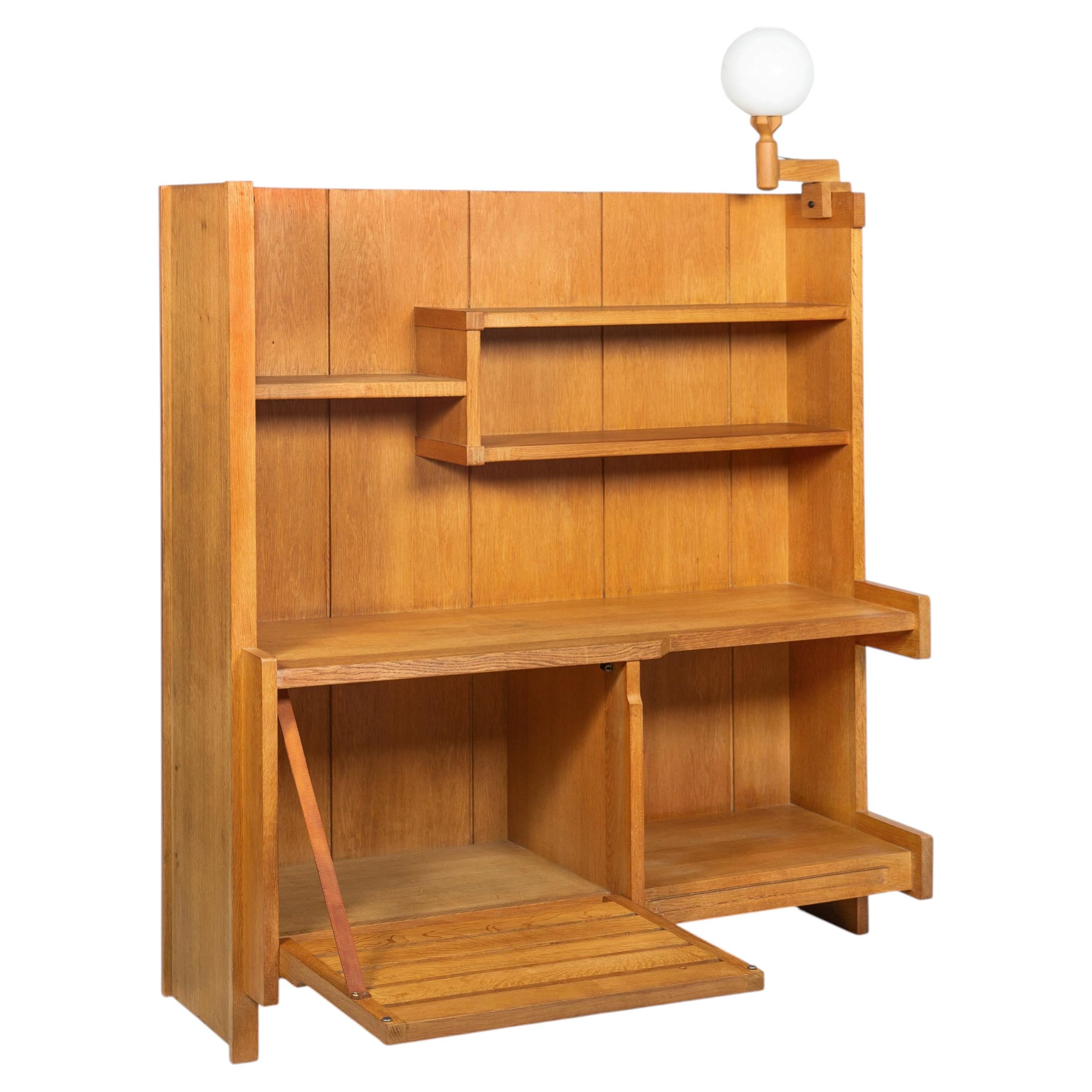 Libreria mobile bar modernista francese in Oak di Guillerme e Chambron