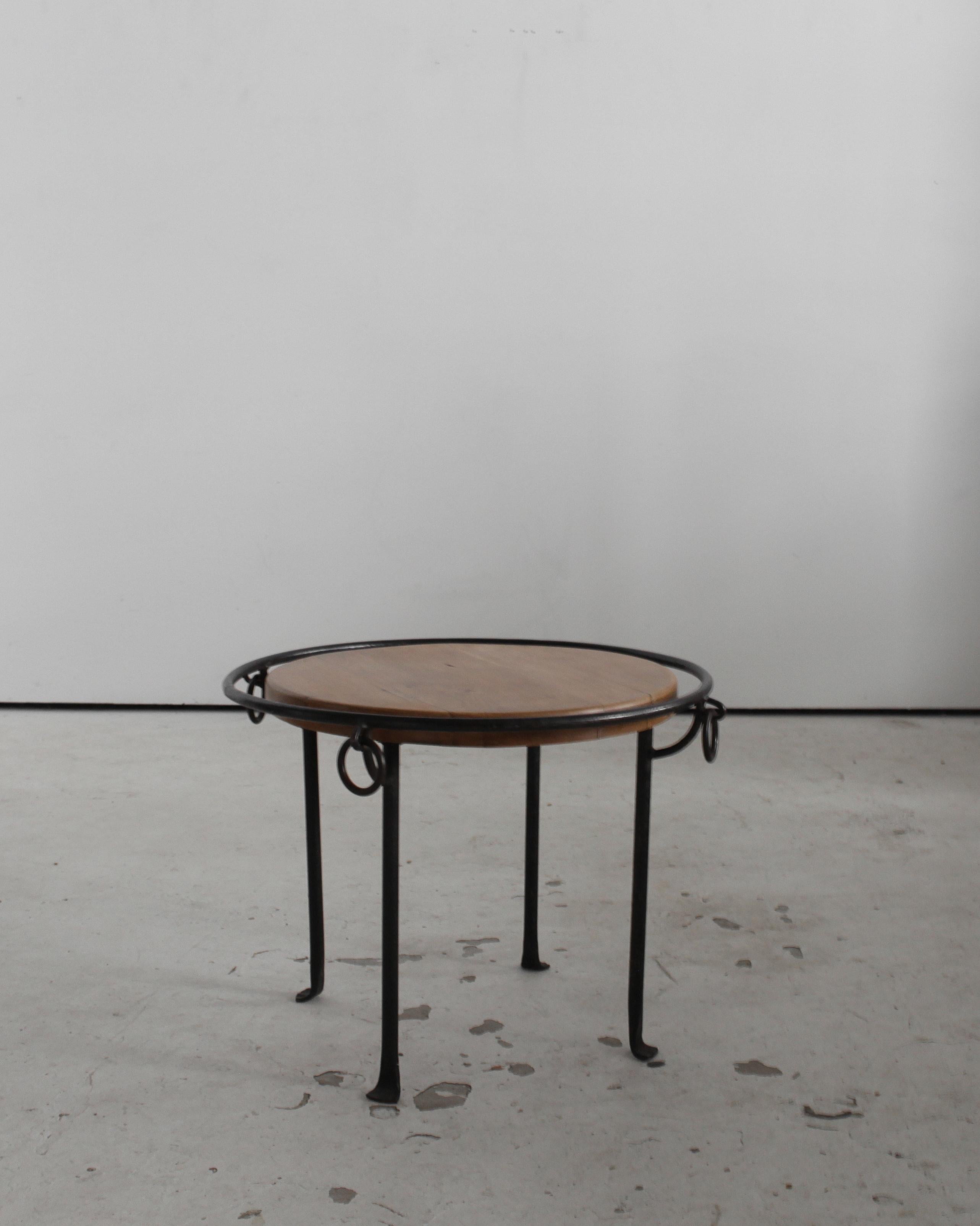 French Modernist Oak & Iron Coffee Table  In Good Condition For Sale In London, GB