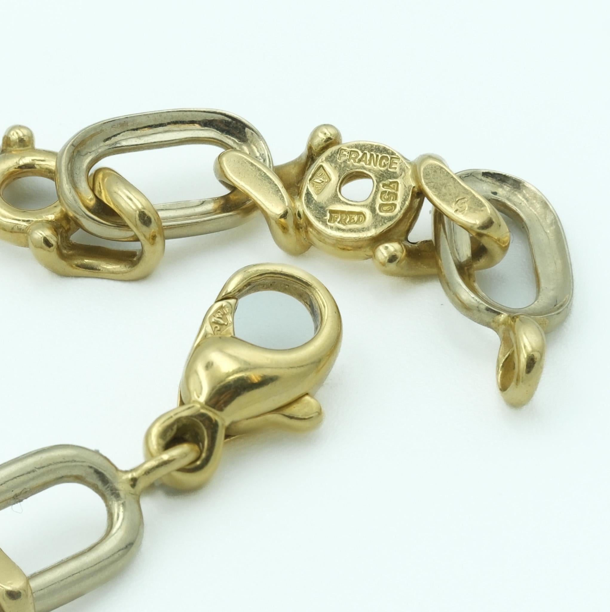 Fred Paris Modernist Open Link Diamond Necklace 1.7ctw in 18k Yellow Gold In Good Condition In Fairfield, CT