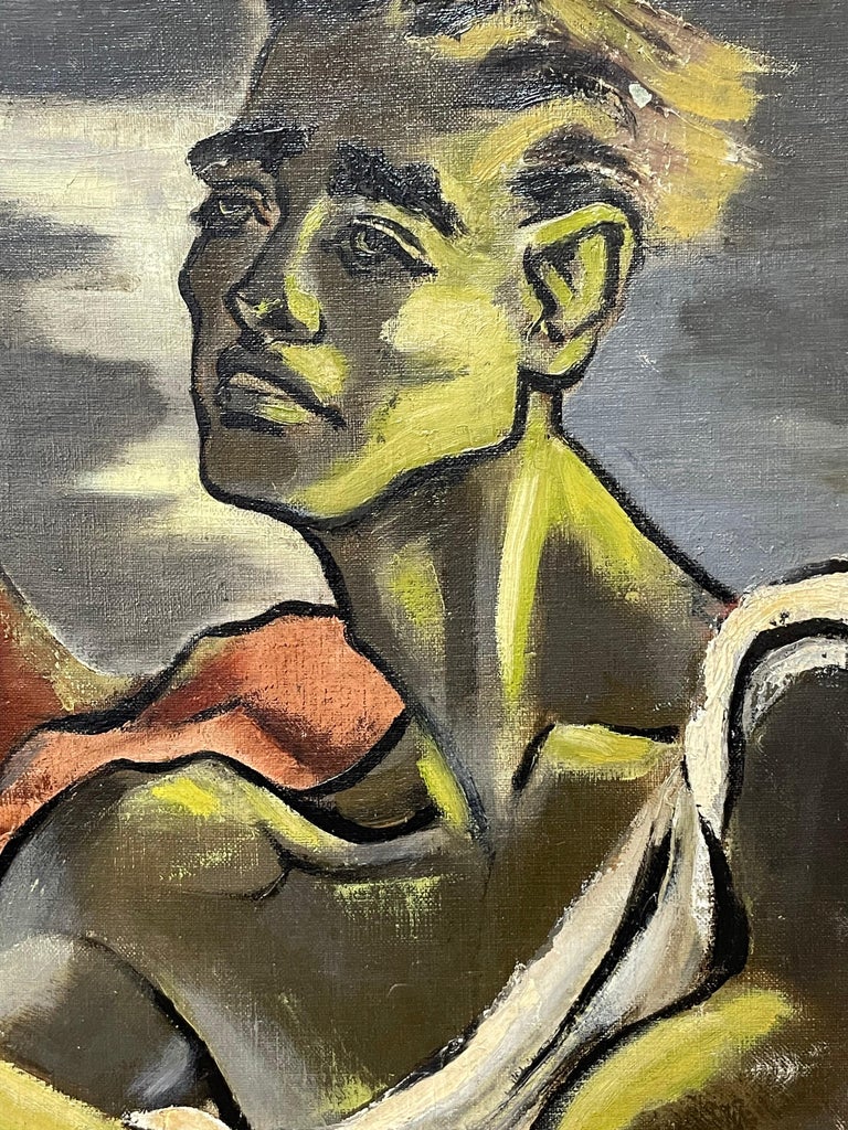 French modernist - 1950's French Modernist Cubist Signed Oil - Three