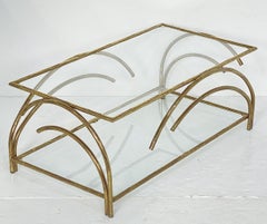 French Modernist Rectangular Low or Coffee Table of Brass
