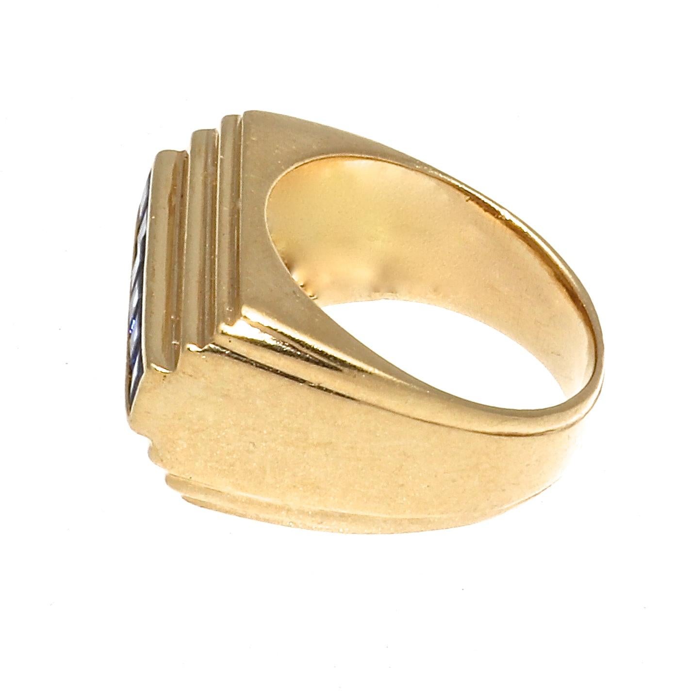 French Modernist Sapphire Gold Ring In Excellent Condition In Beverly Hills, CA