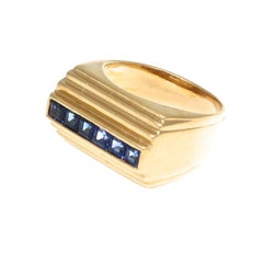 French Modernist Sapphire Gold Ring