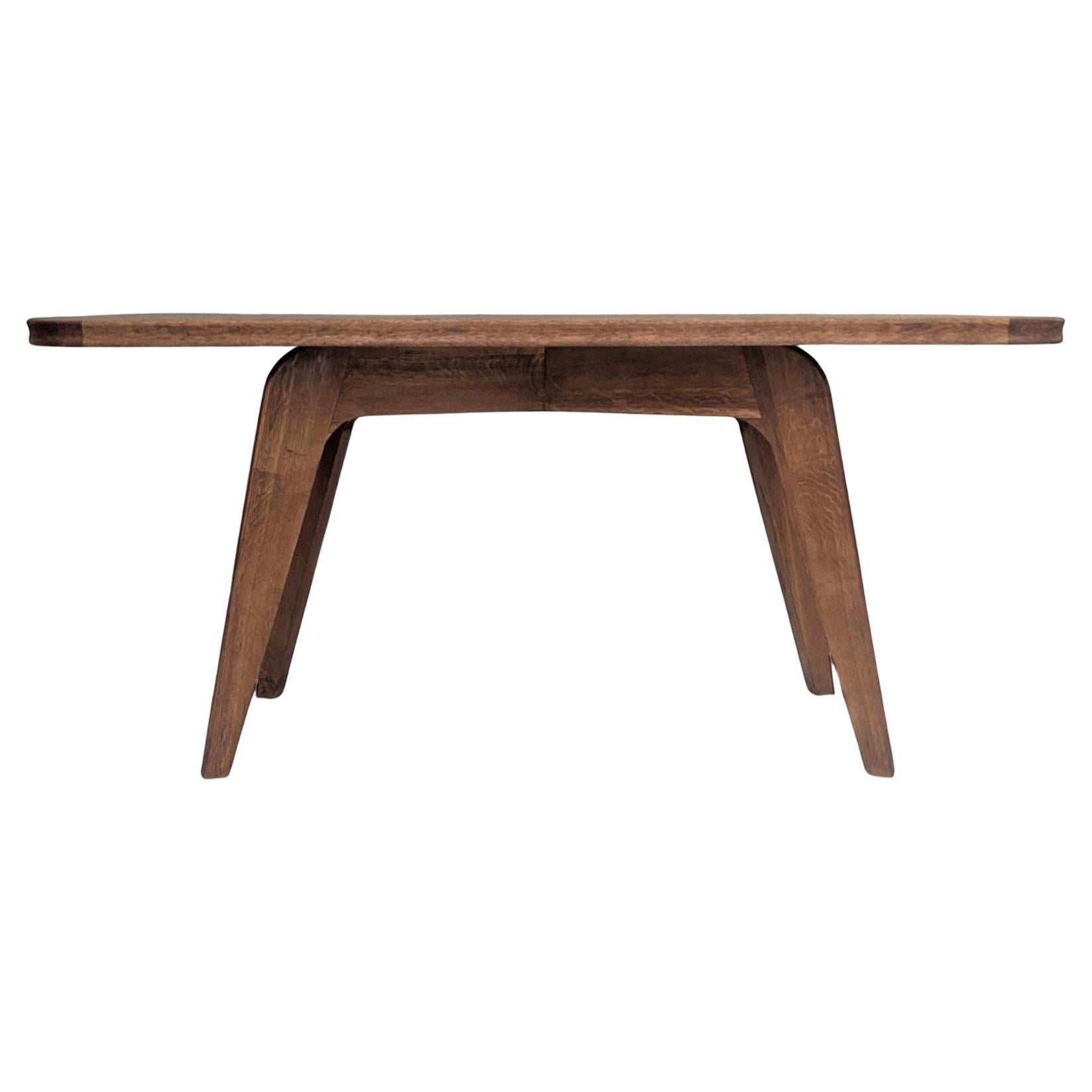 French Modernist Sculptural Oak Table, 1930s