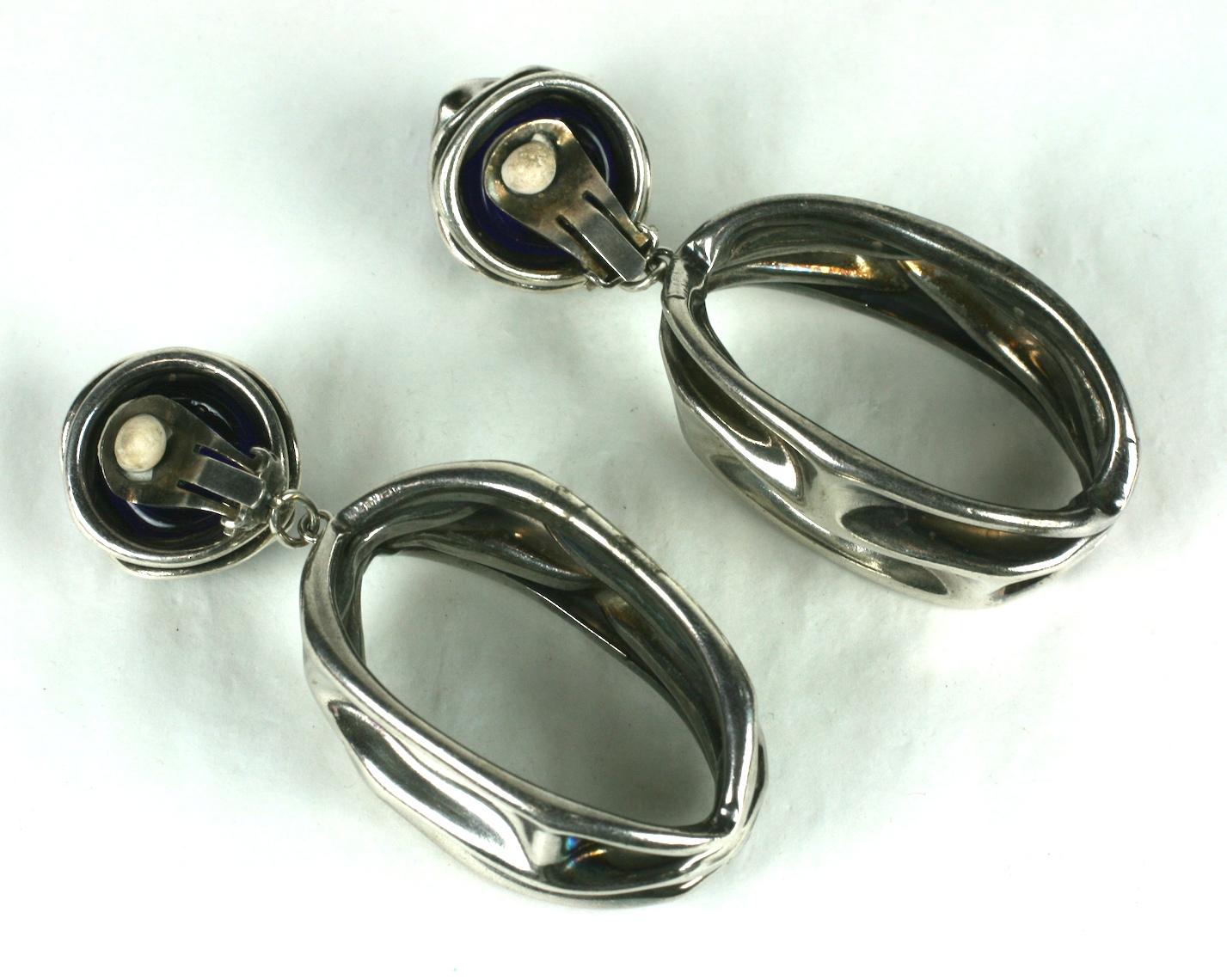 French Modernist  Serge Breton Hoop Earclips In Excellent Condition For Sale In New York, NY