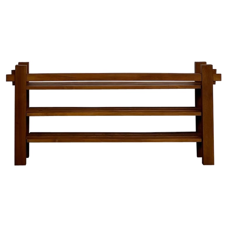 French modernist shelf from the 70s in solid elm
