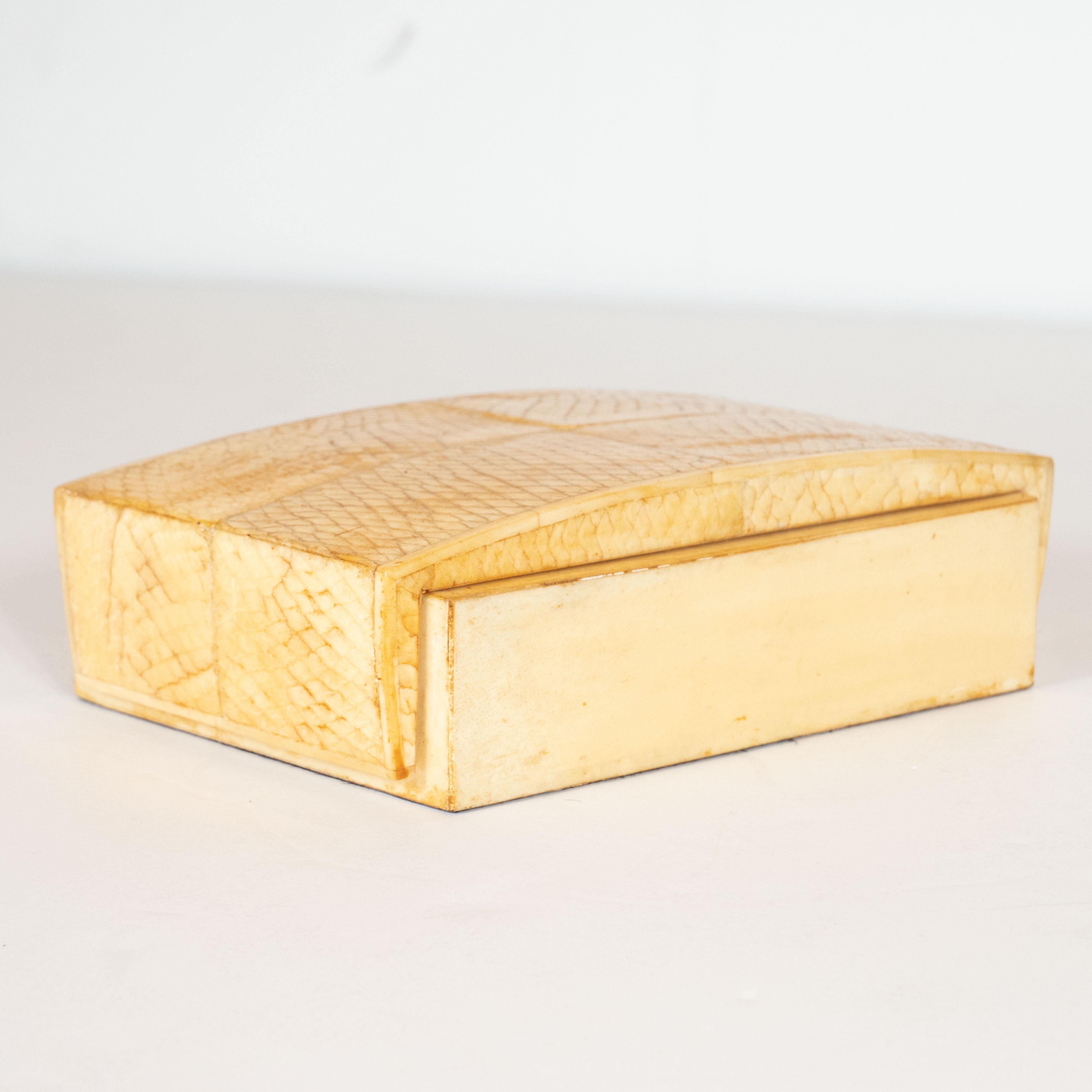 French Modernist Snake Skin, Elm & Parchment Decorative Box by R&Y Augousti In Excellent Condition In New York, NY