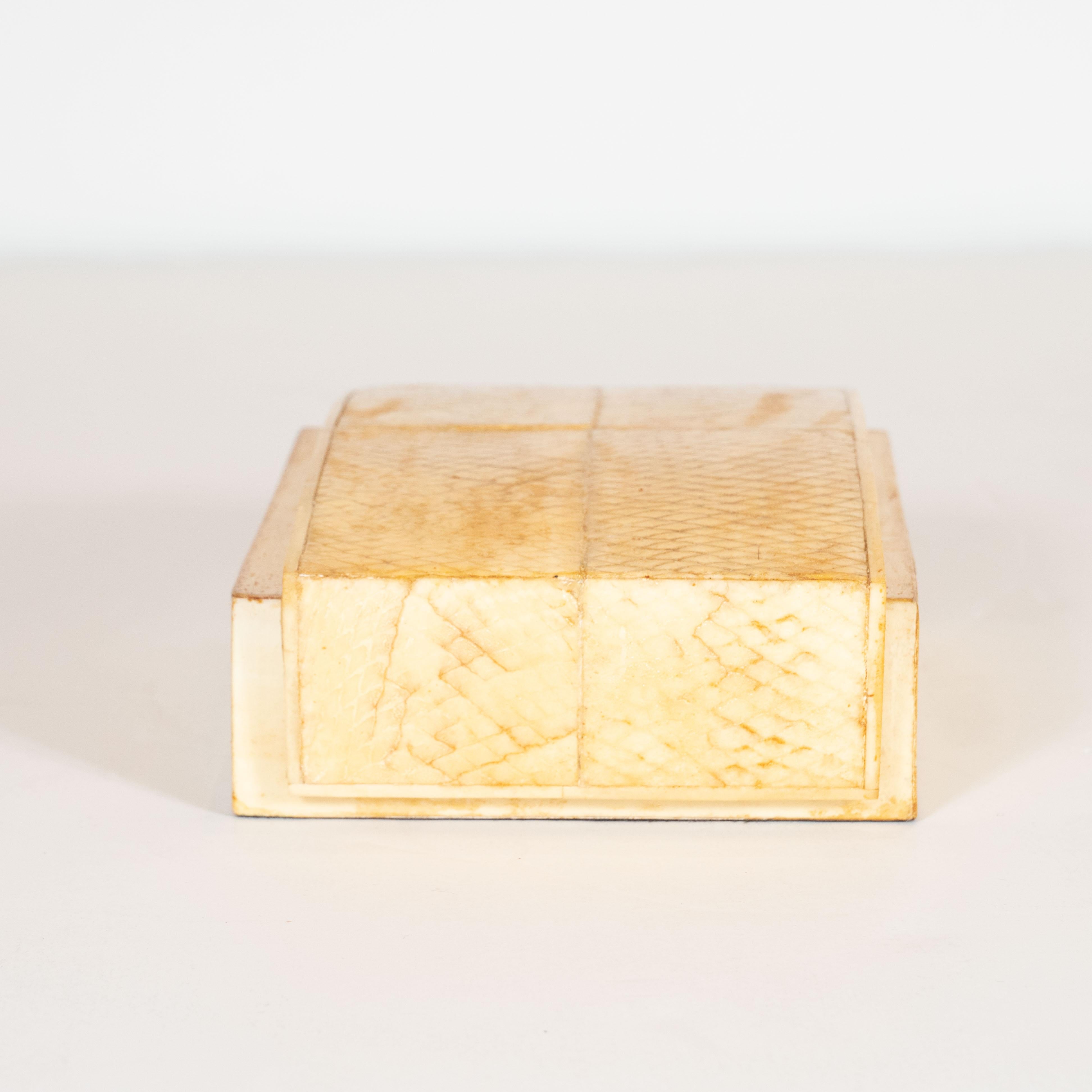 20th Century French Modernist Snake Skin, Elm & Parchment Decorative Box by R&Y Augousti