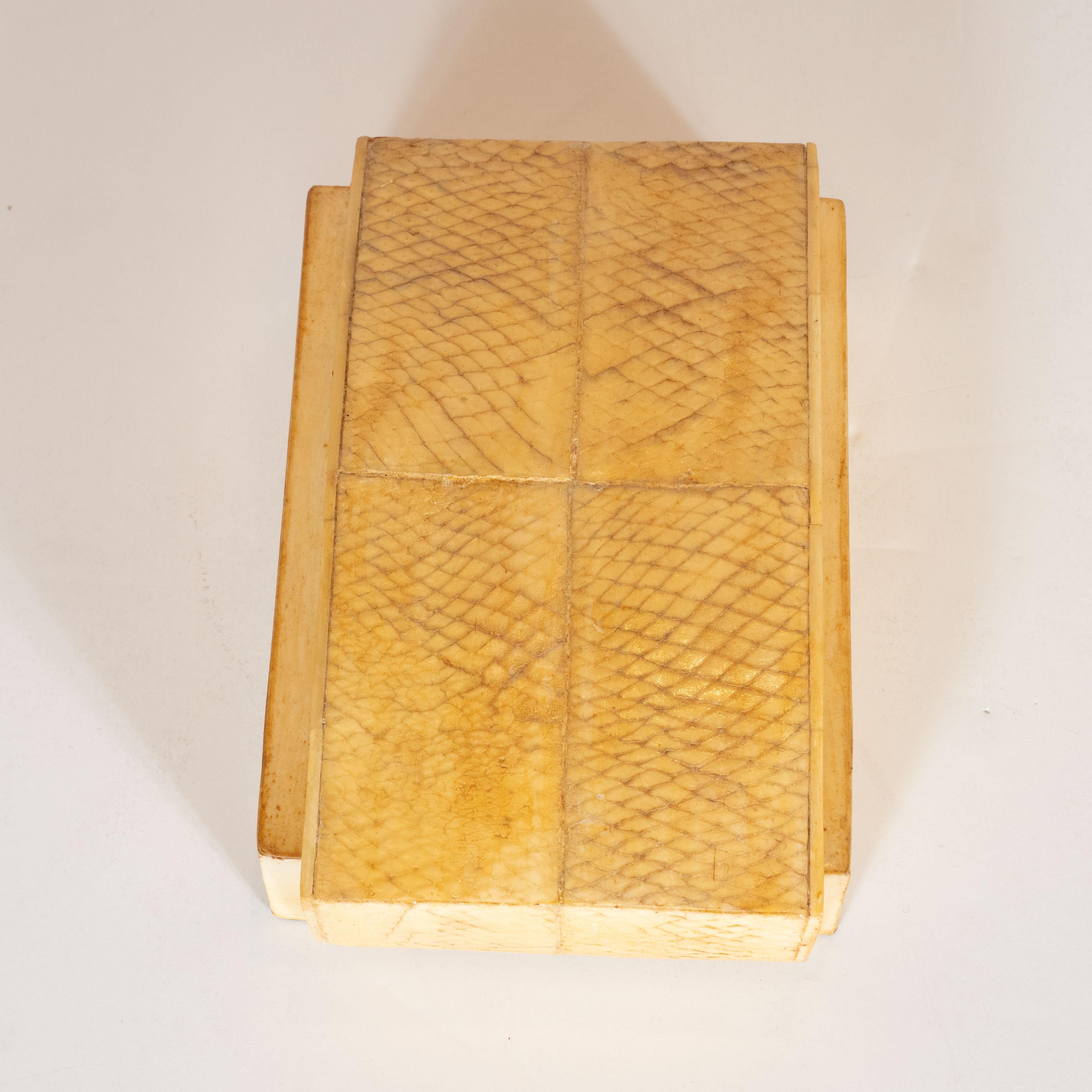 Animal Skin French Modernist Snake Skin, Elm & Parchment Decorative Box by R&Y Augousti