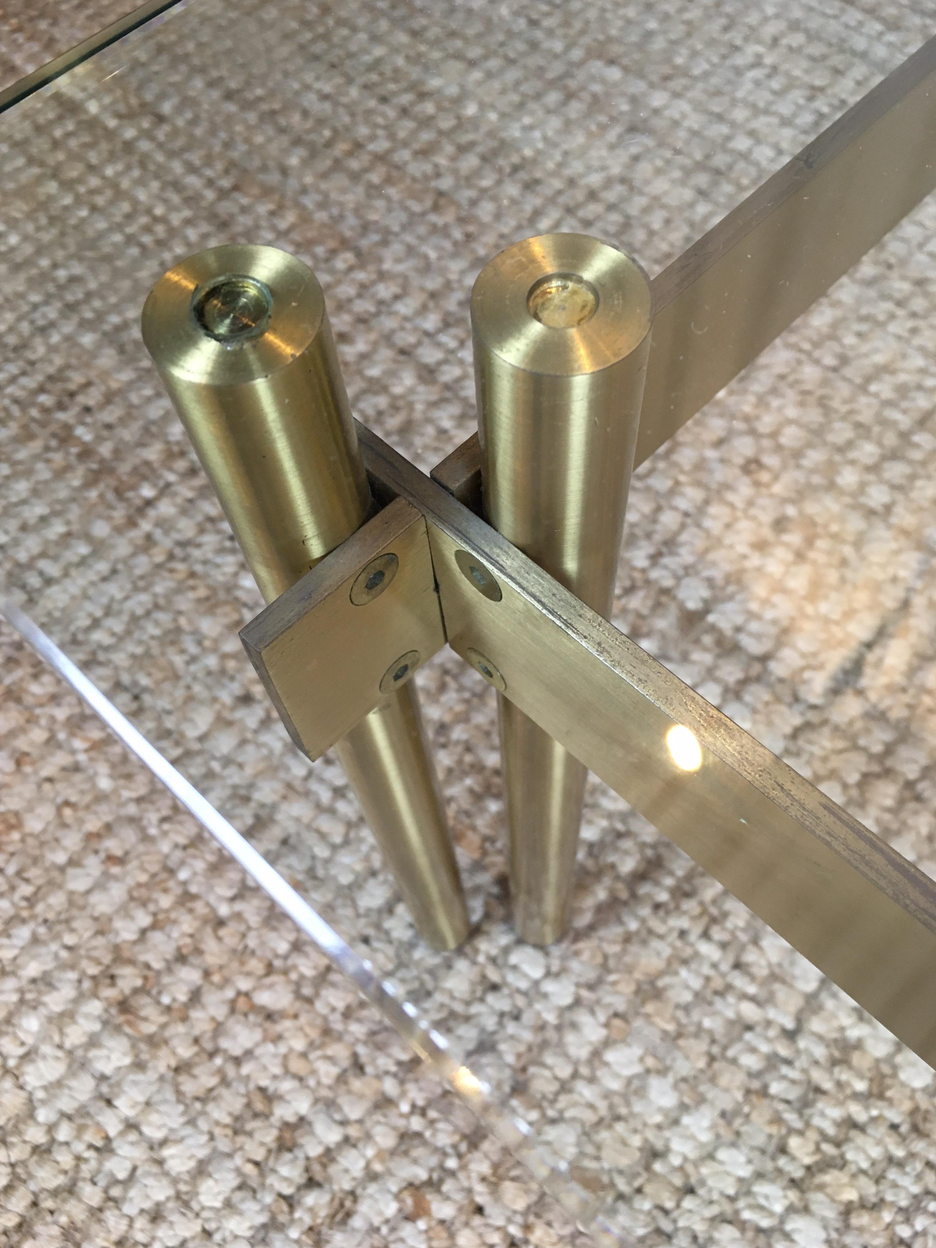 French Modernist Solid Brass and Glass Coffee Table, 1970s 6