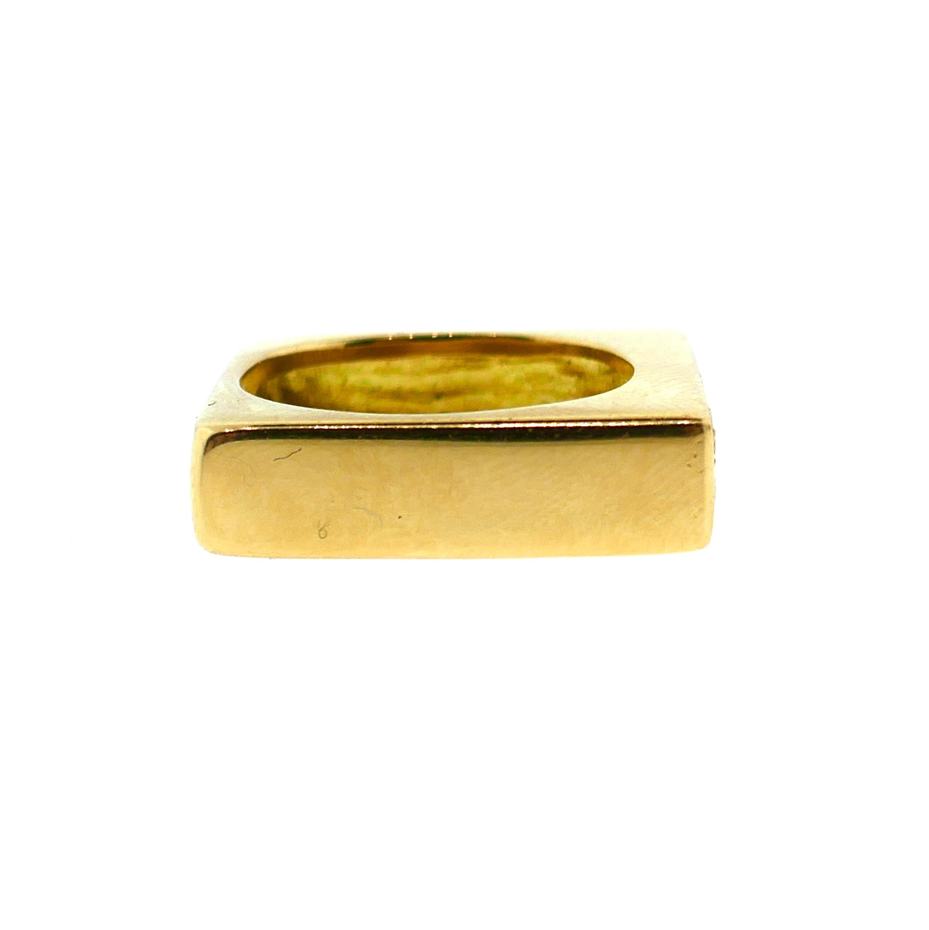 French Modernist Square Shape Yellow Gold Diamond Ring In Excellent Condition In Beverly Hills, CA