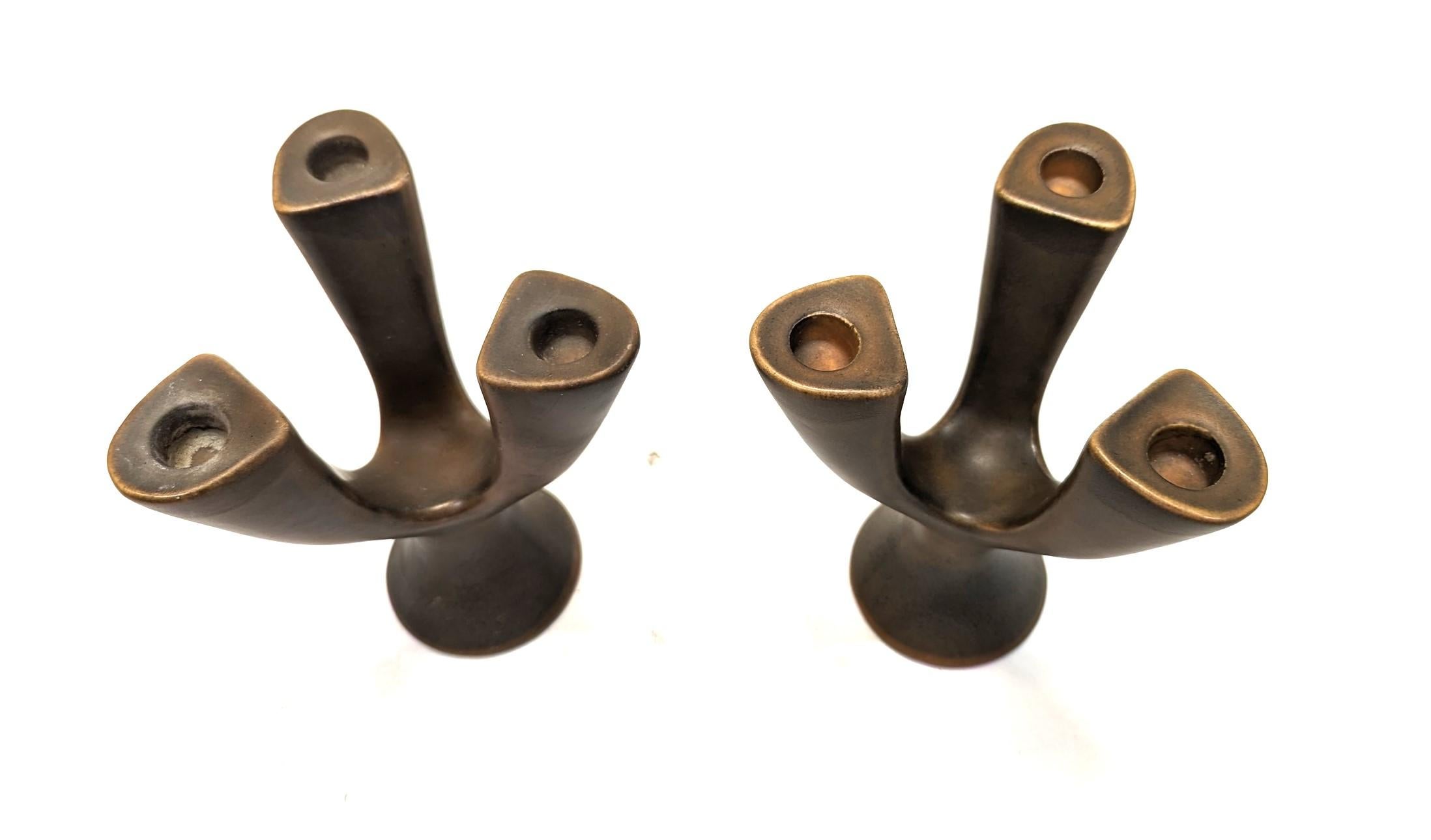 French Modernist St. Clement Ceramic Sapho Candelabra's In Good Condition For Sale In New York, NY