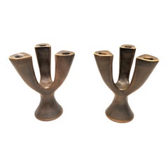 French Modernist St. Clement Ceramic Sapho Candelabra's