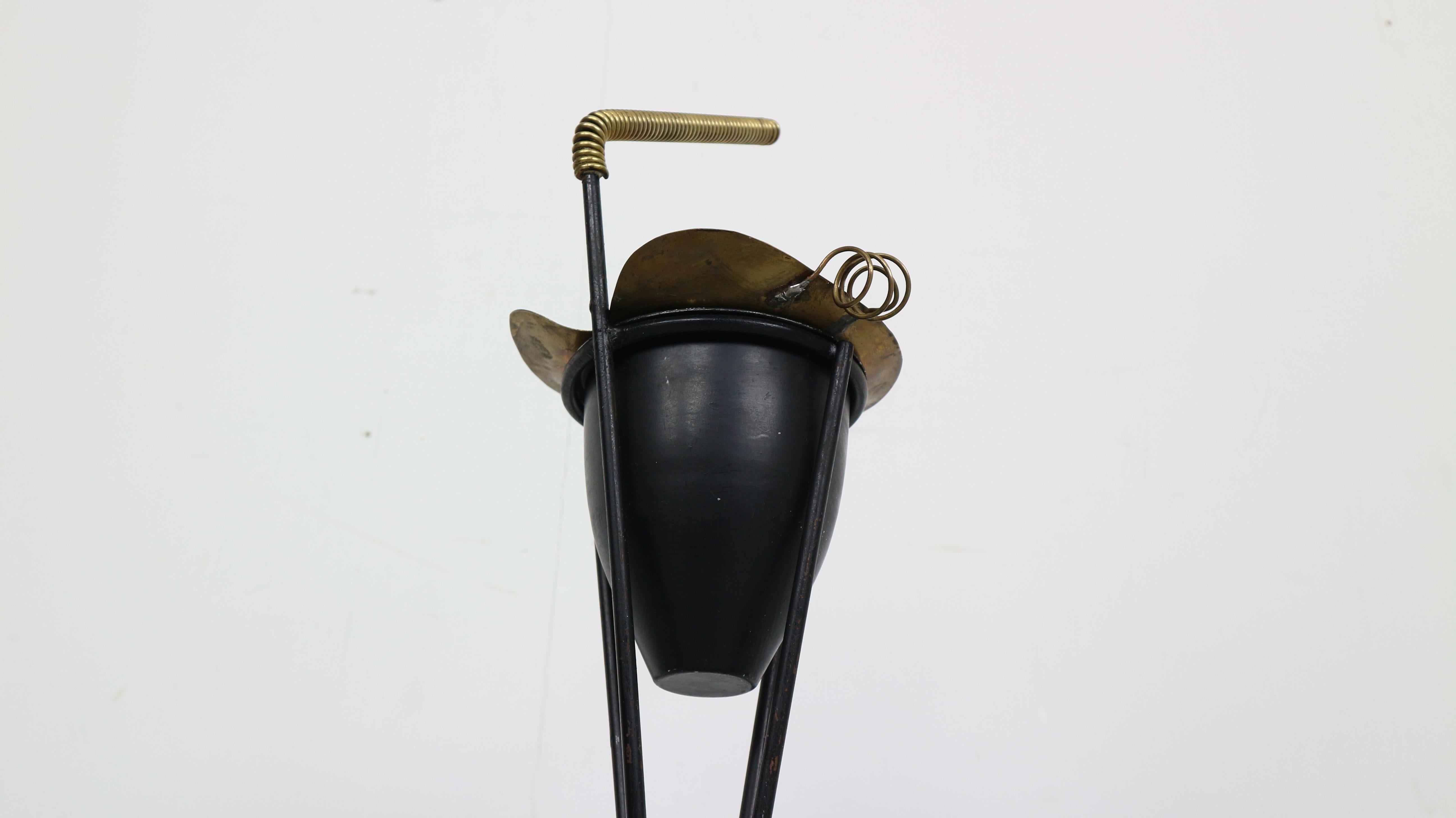 French Modernist Standing Tripod Brass Ashtray , 1950s 6