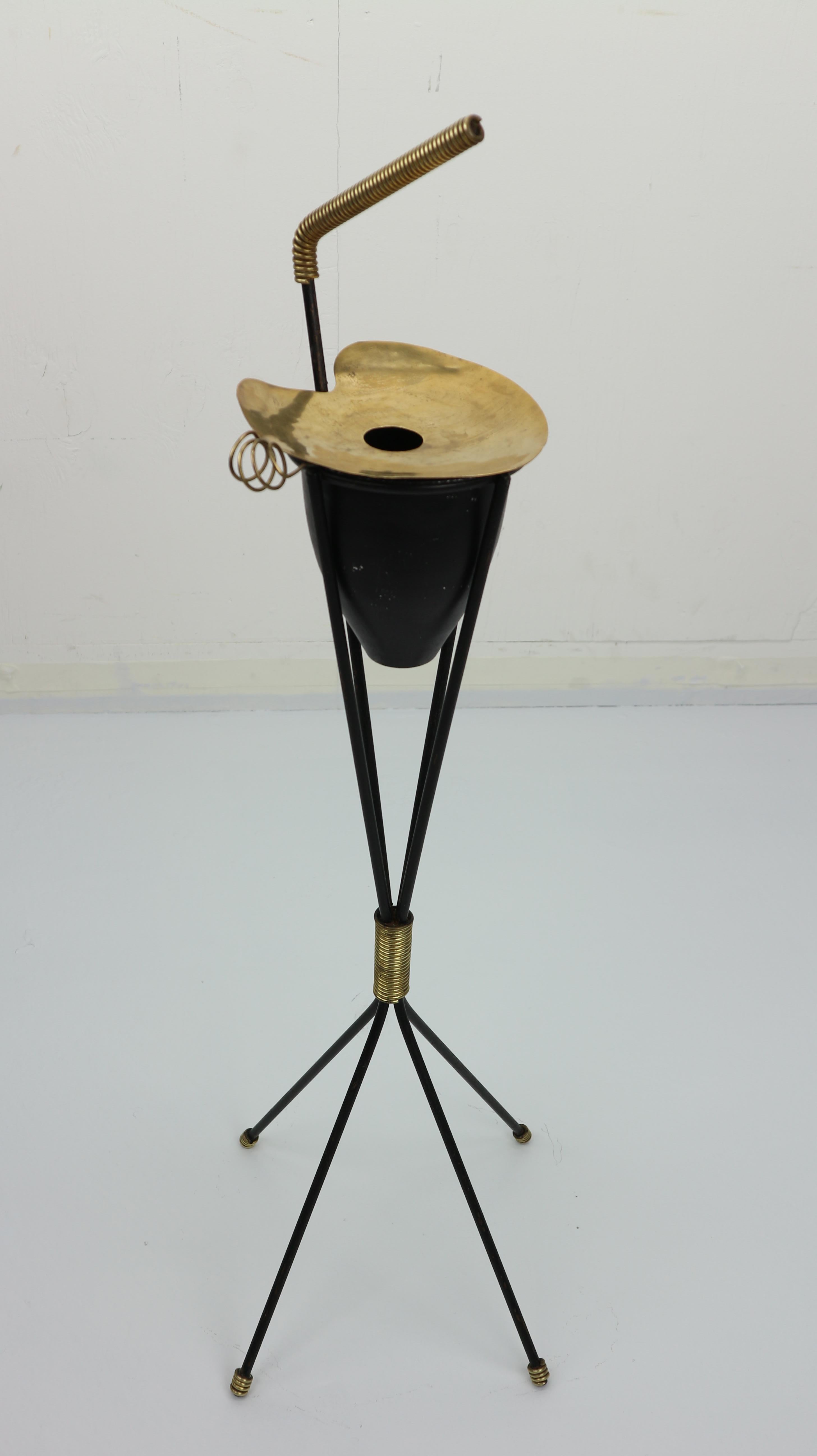 Mid-20th Century French Modernist Standing Tripod Brass Ashtray , 1950s
