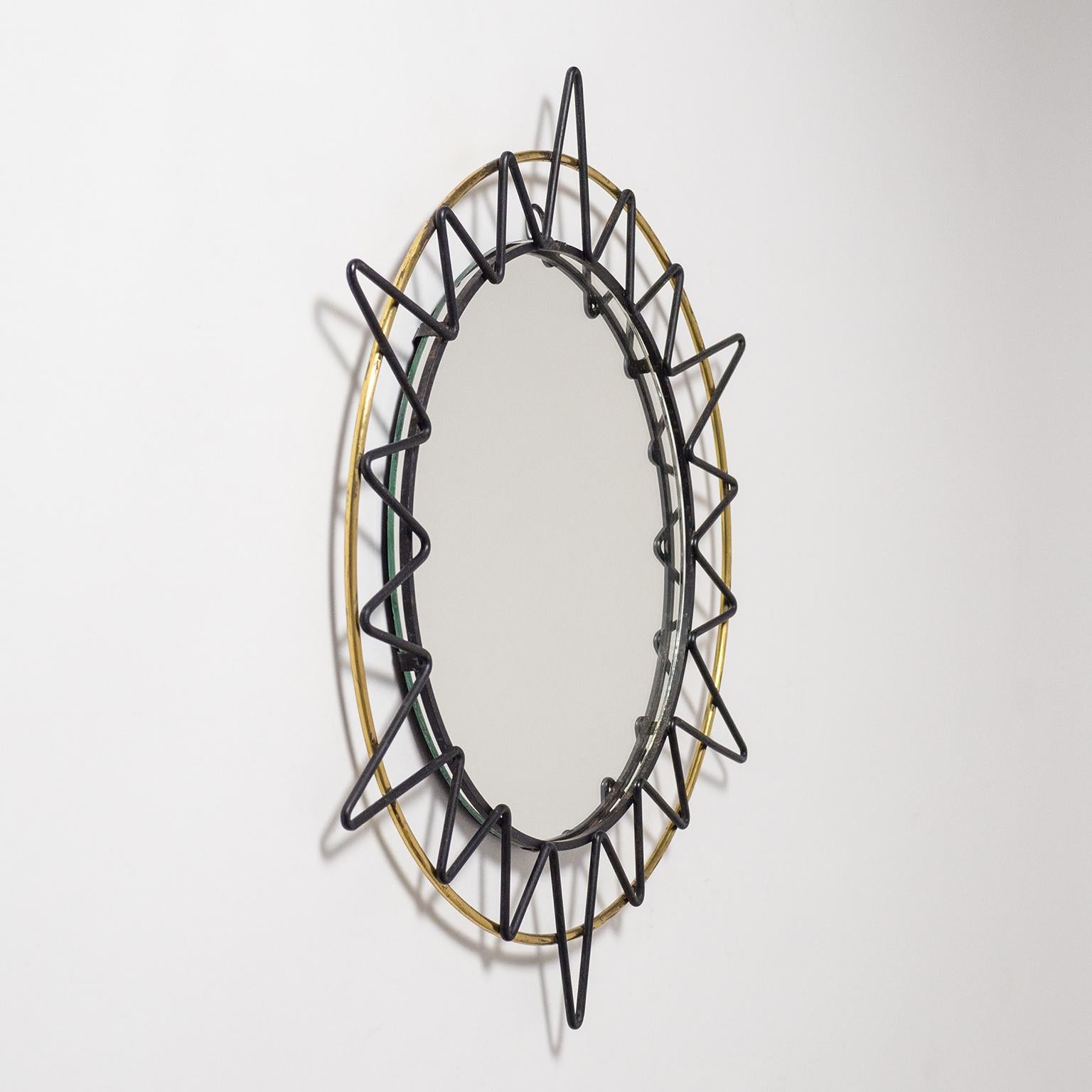 French Modernist Sunburst Mirror, 1950s In Good Condition In Vienna, AT