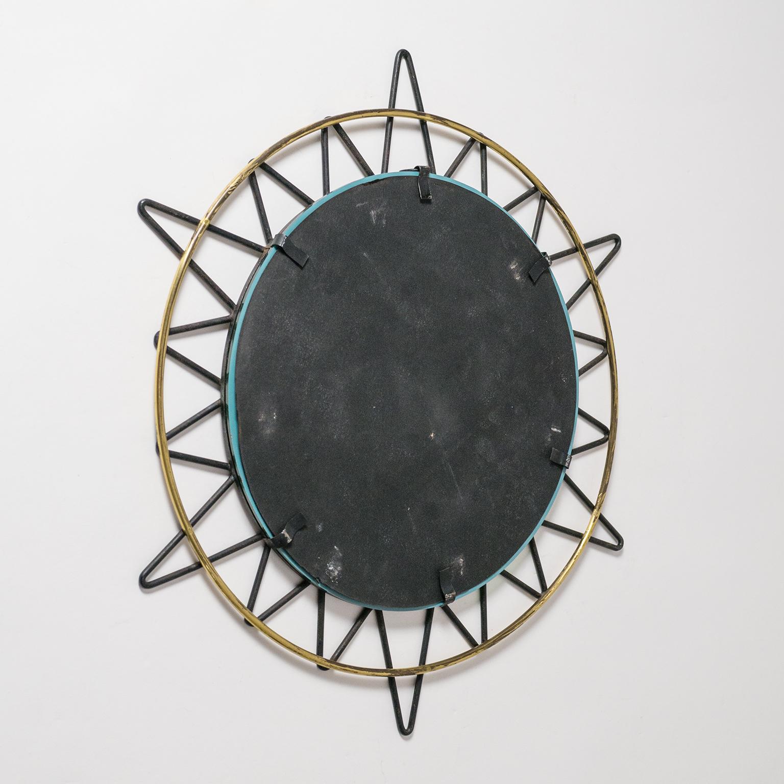 Mid-20th Century French Modernist Sunburst Mirror, 1950s