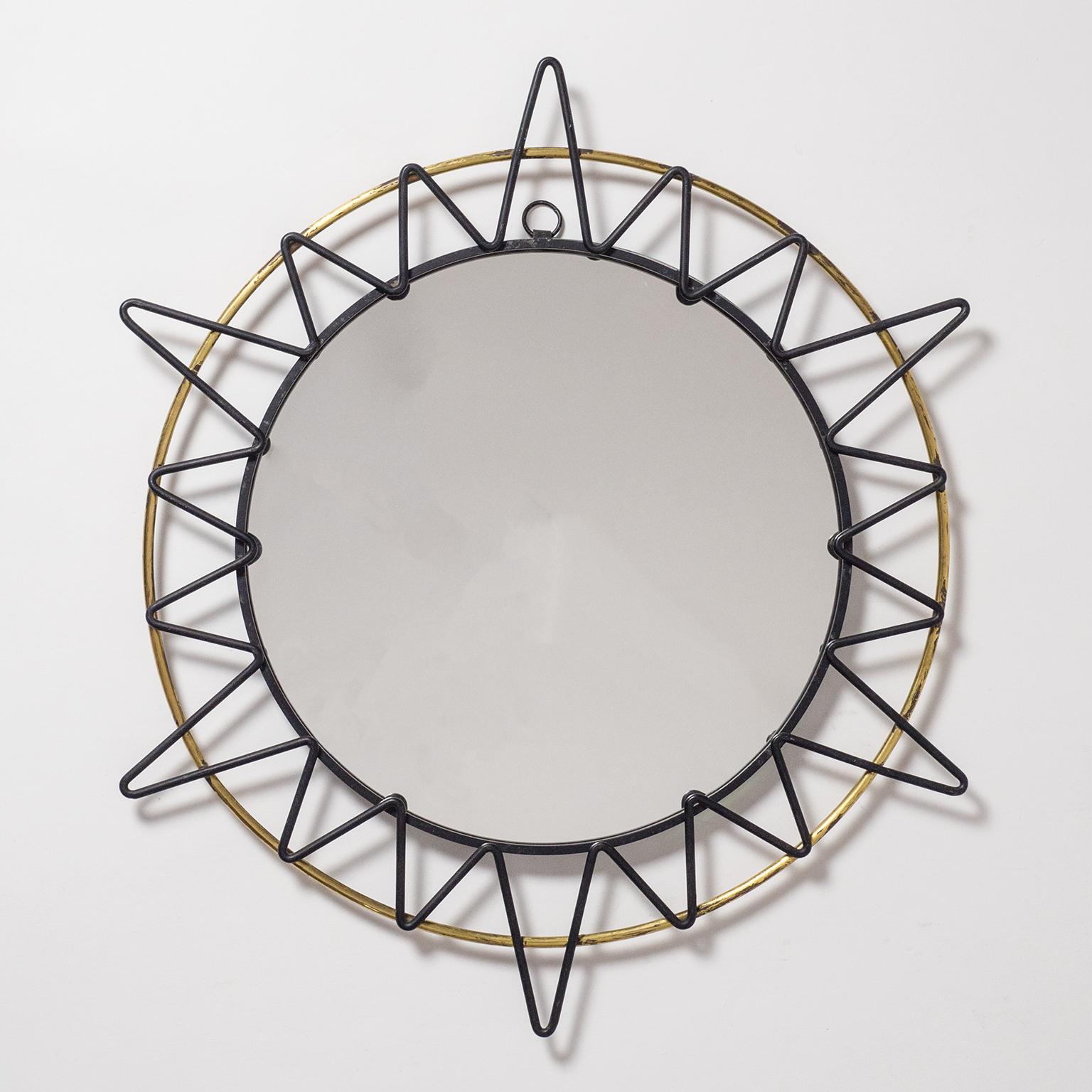 French Modernist Sunburst Mirror, 1950s 2