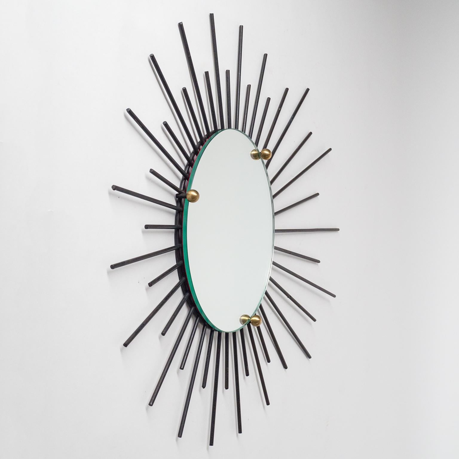 Mid-Century Modern French Modernist Sunburst Mirrors, circa 1960