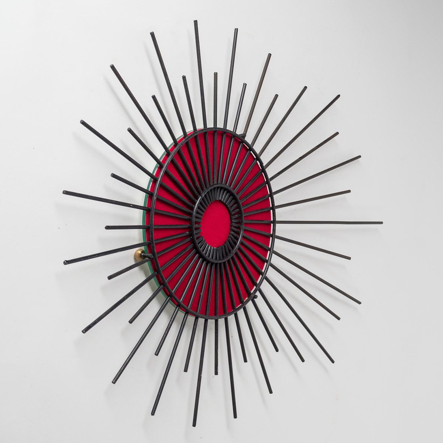 Lacquered French Modernist Sunburst Mirrors, circa 1960