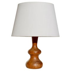 French Modernist Table Lamp in Turned Solid Wood, 1950s