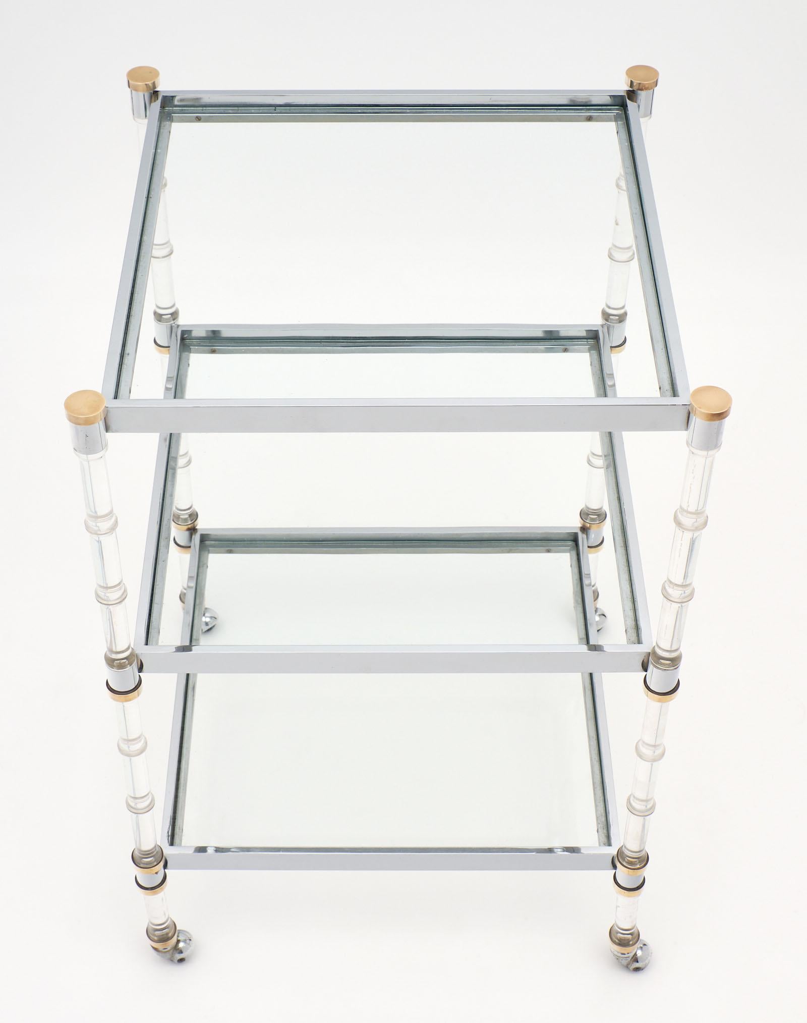 French Modernist Three-Tiered Bar Cart In Good Condition In Austin, TX