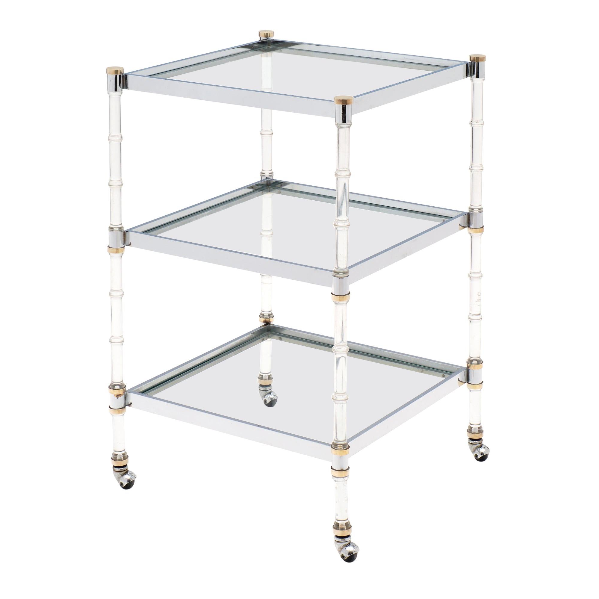 French Modernist Three-Tiered Bar Cart