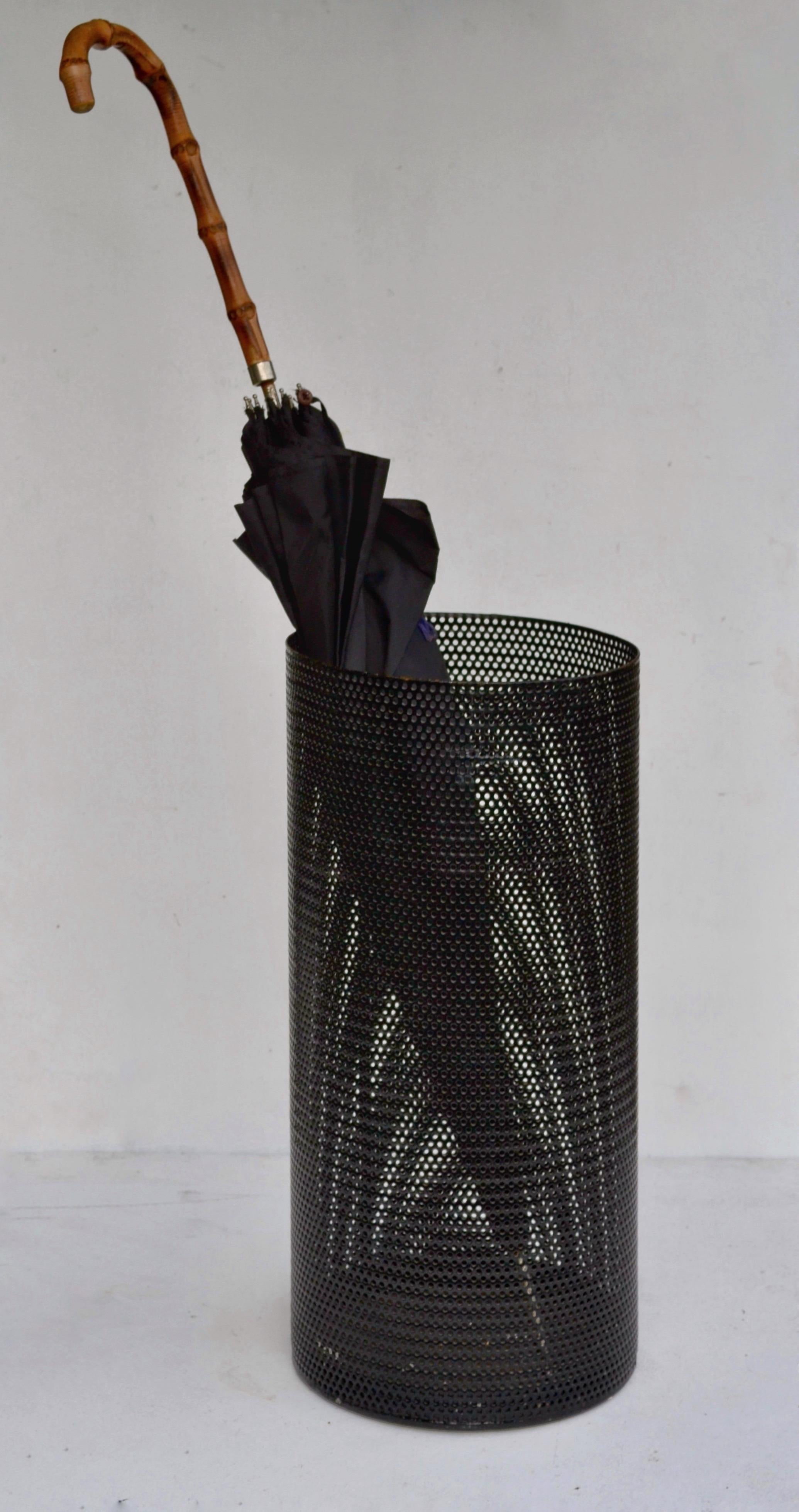 Mid-20th Century French Modernist Umbrella Stand, 1950s — Perforated Steel For Sale