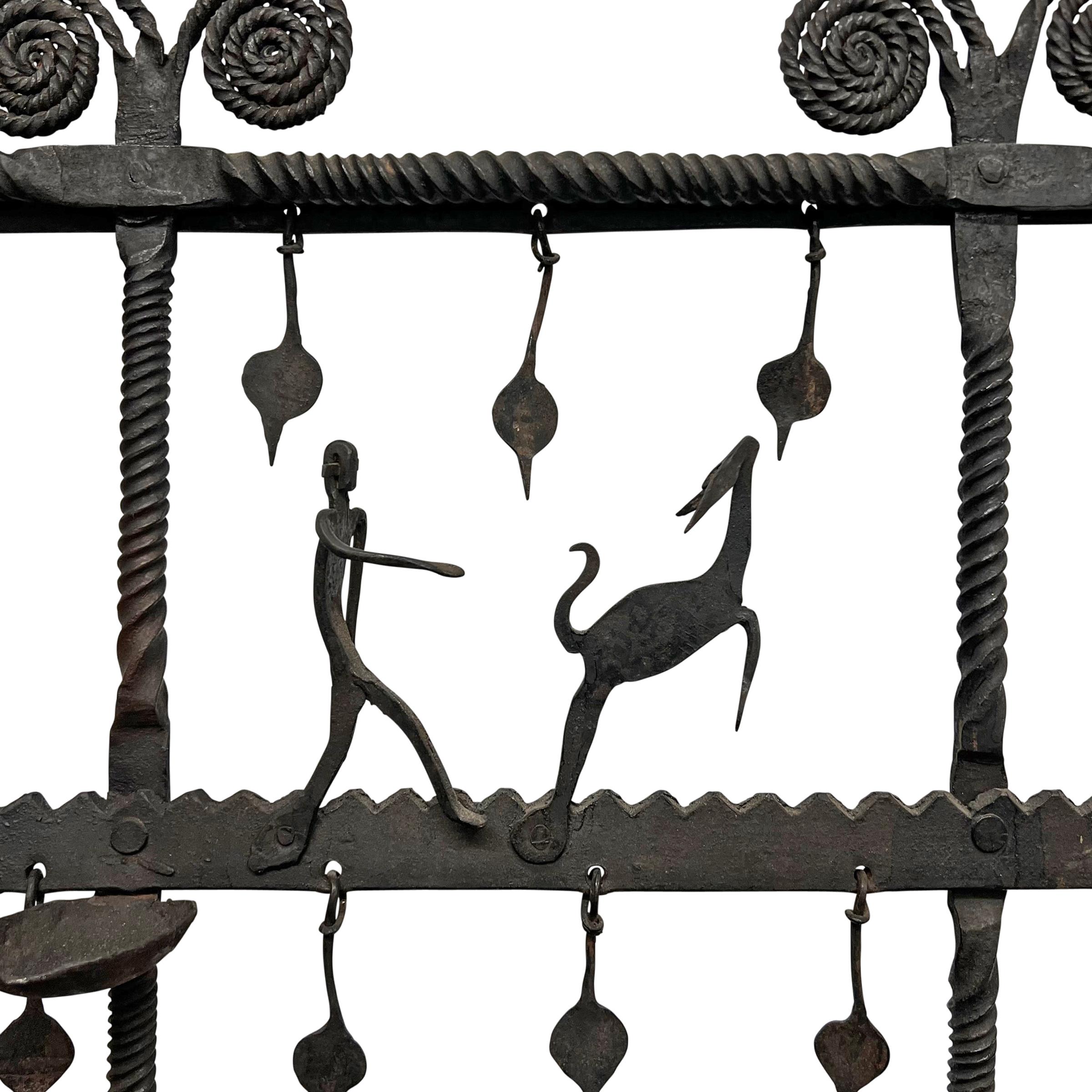 Wrought Iron French Modernist Wall Sculpture by Atelier Marolles