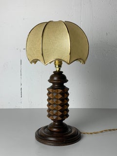French modernist wood turned mushroom cocoon table lamp, 1950s
