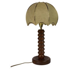 French modernist wood turned mushroom cocoon table lamp, 1950s
