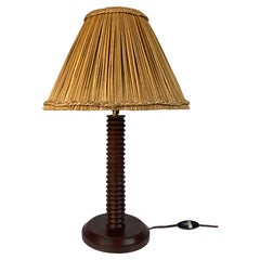 French modernist wood turned table lamp in the style of Charles Dudouyt, 1940s