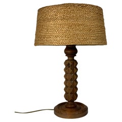 Vintage French modernist wood turned table lamp in the style of Charles Dudouyt, 1940s